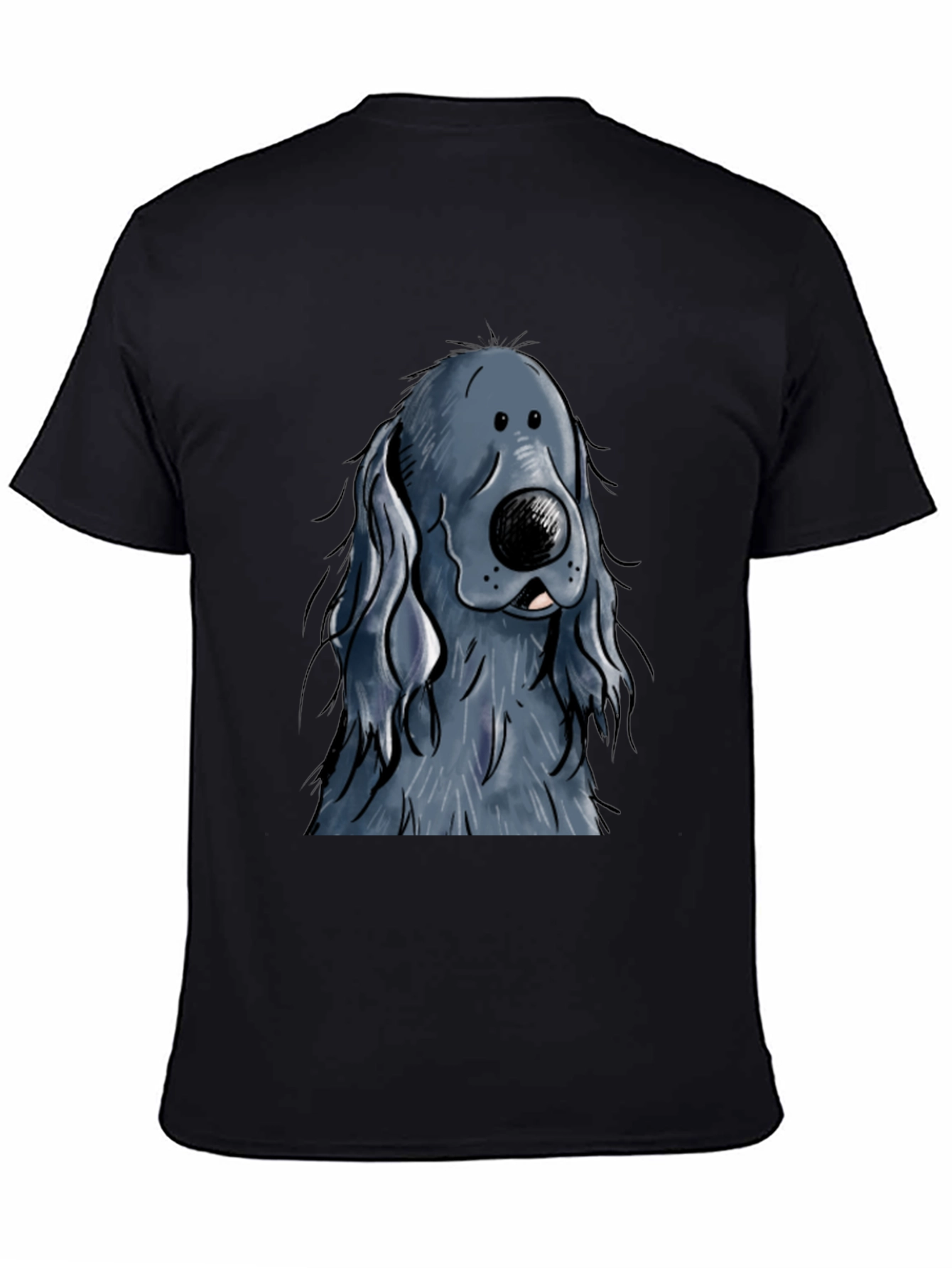Black Cartoon Dog Graphic Print Black T-Shirt view 4