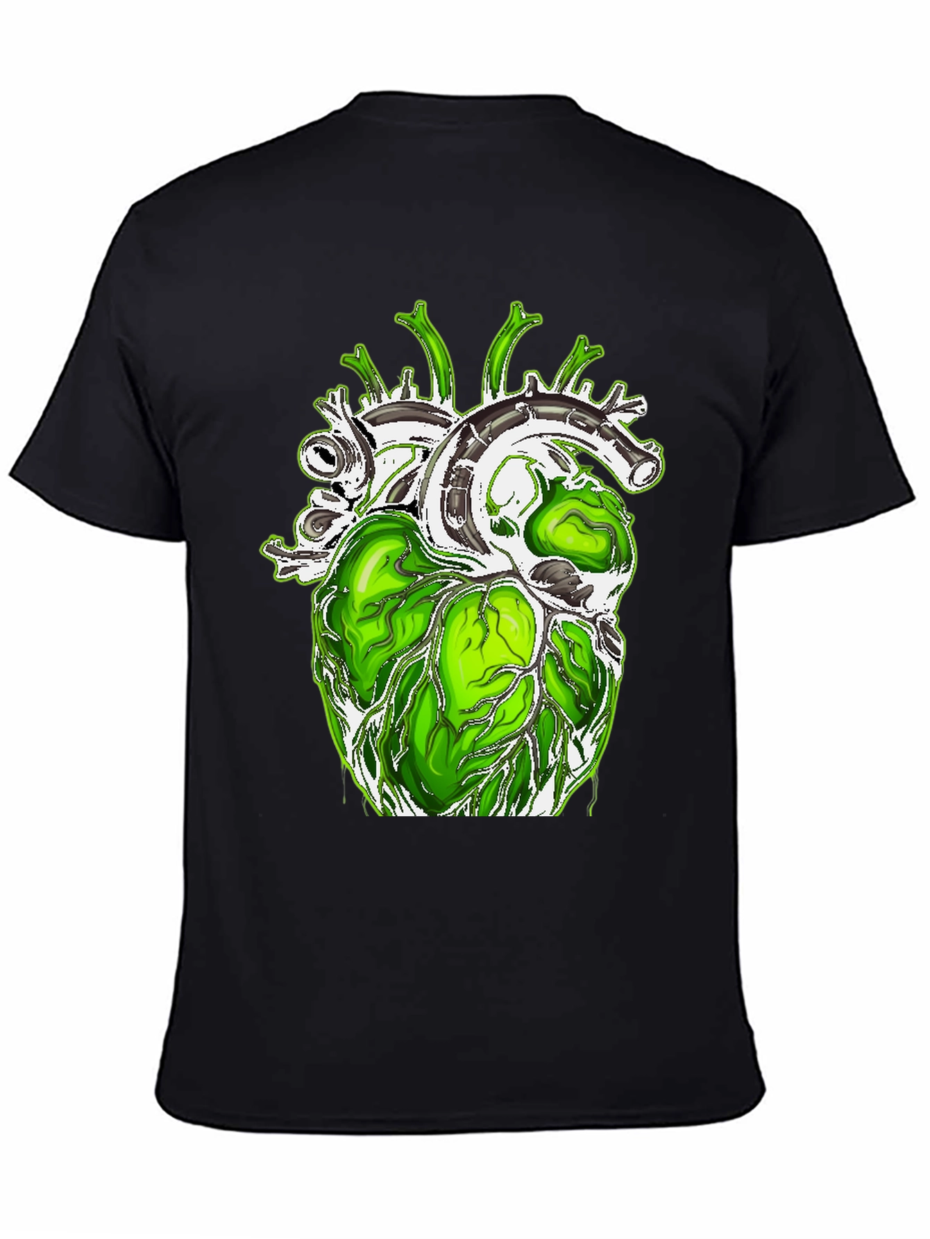 Black Green Anatomical Heart Graphic Tee - Unique Design! view 4