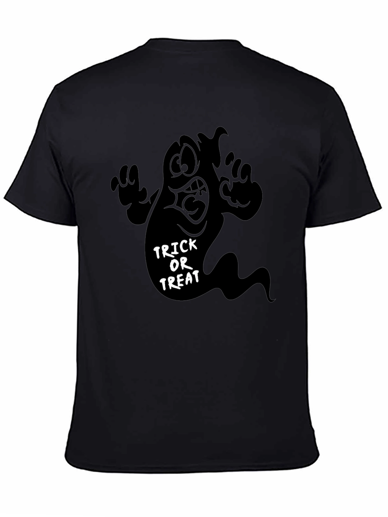 Black Halloween Ghost Trick or Treat Black T-Shirt view 4