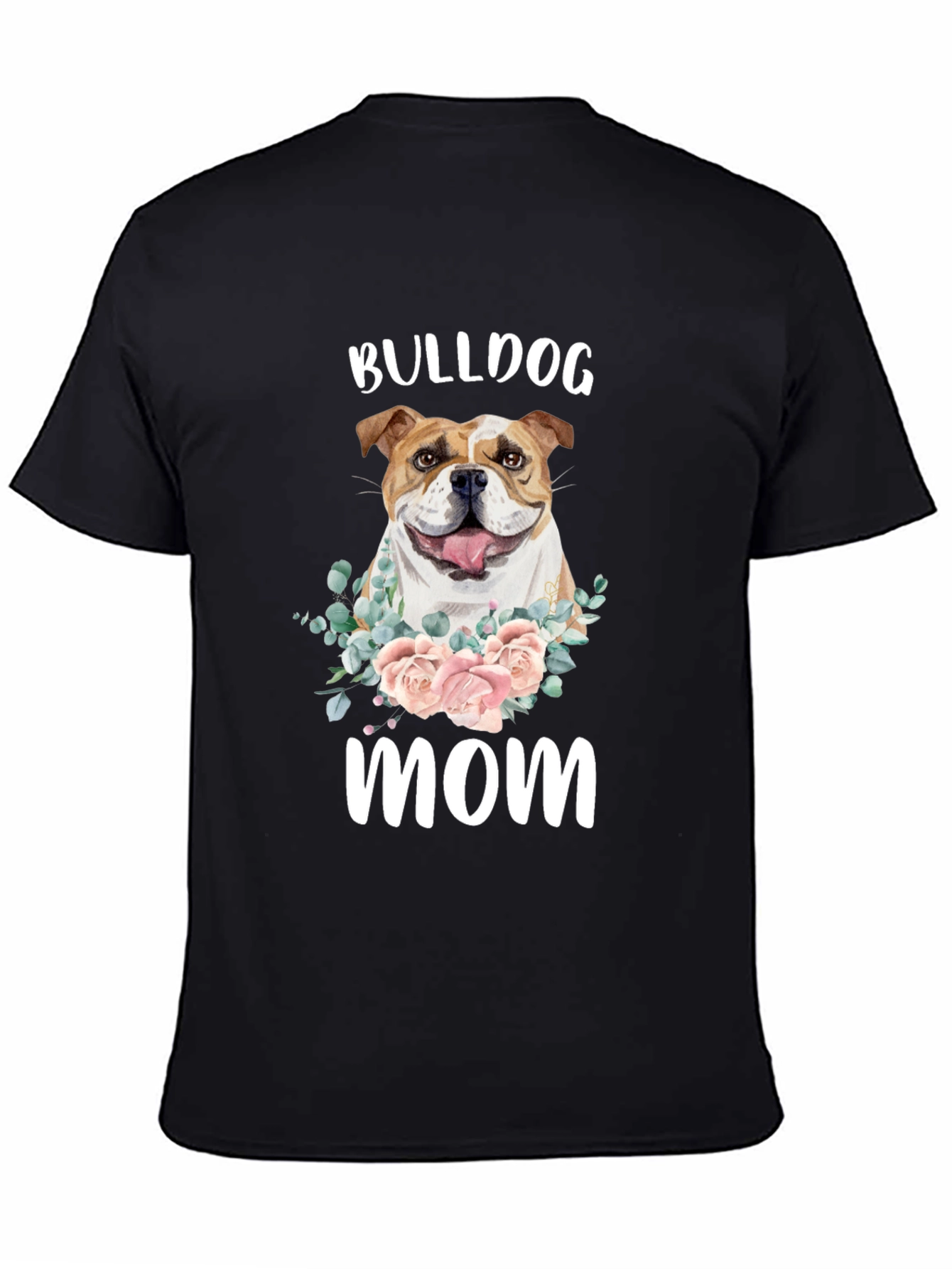 Black Bulldog Mom T-Shirt - Floral Dog Lover Tee view 4