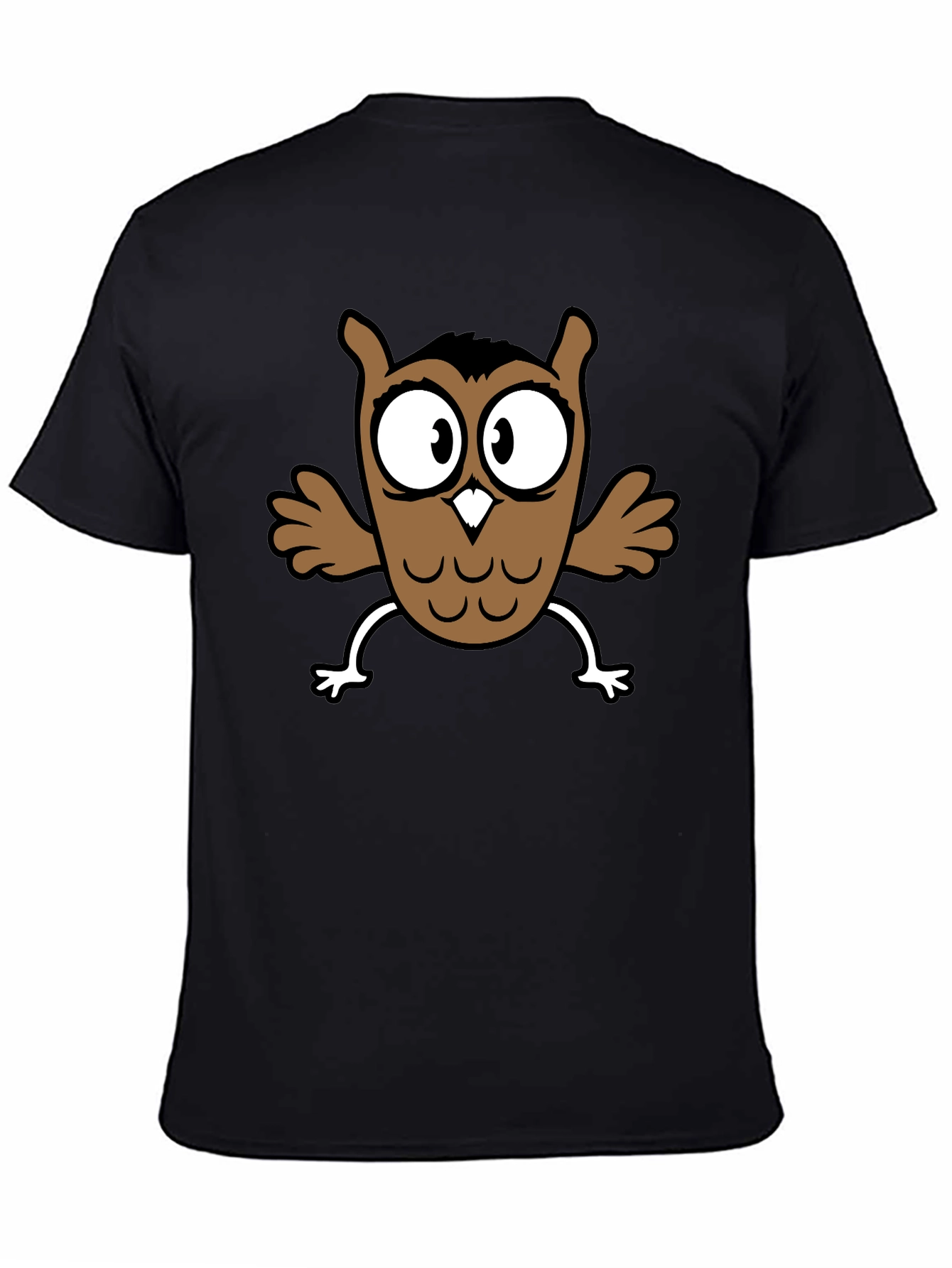 Black Cartoon Owl Graphic Black T-Shirt view 4