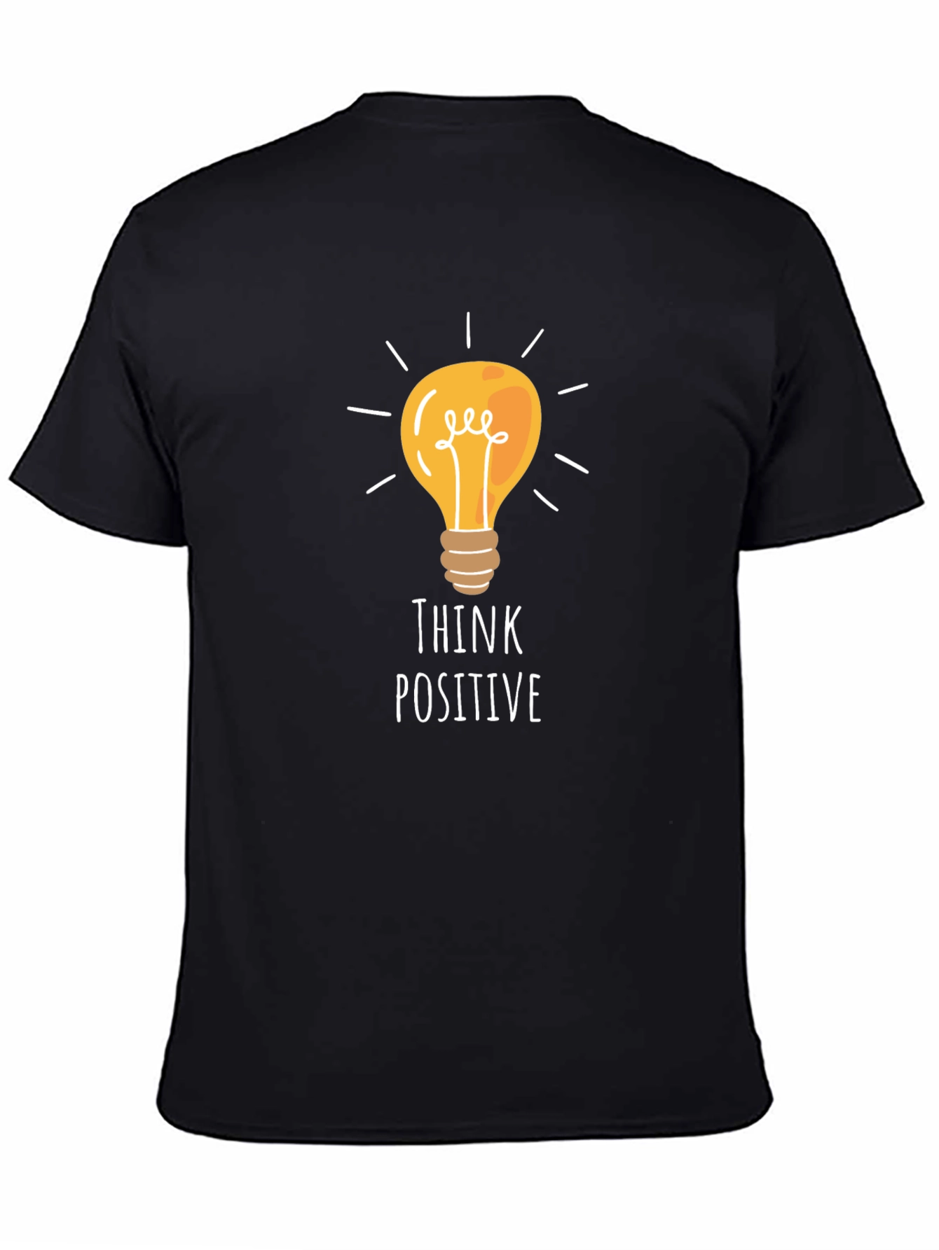 Black Think Positive Light Bulb Graphic Tee view 4