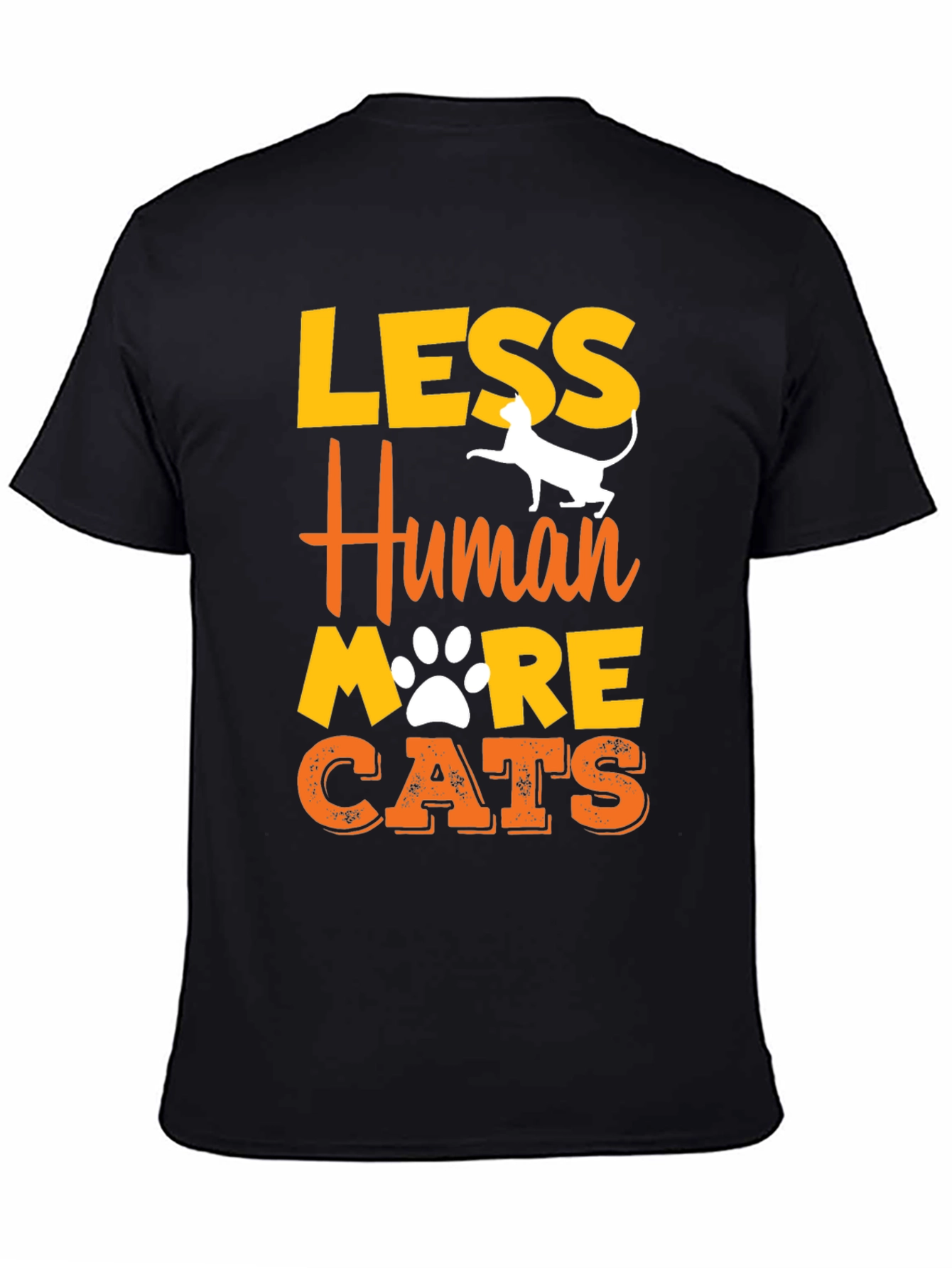 Black Less Human More Cats Graphic T-Shirt view 4