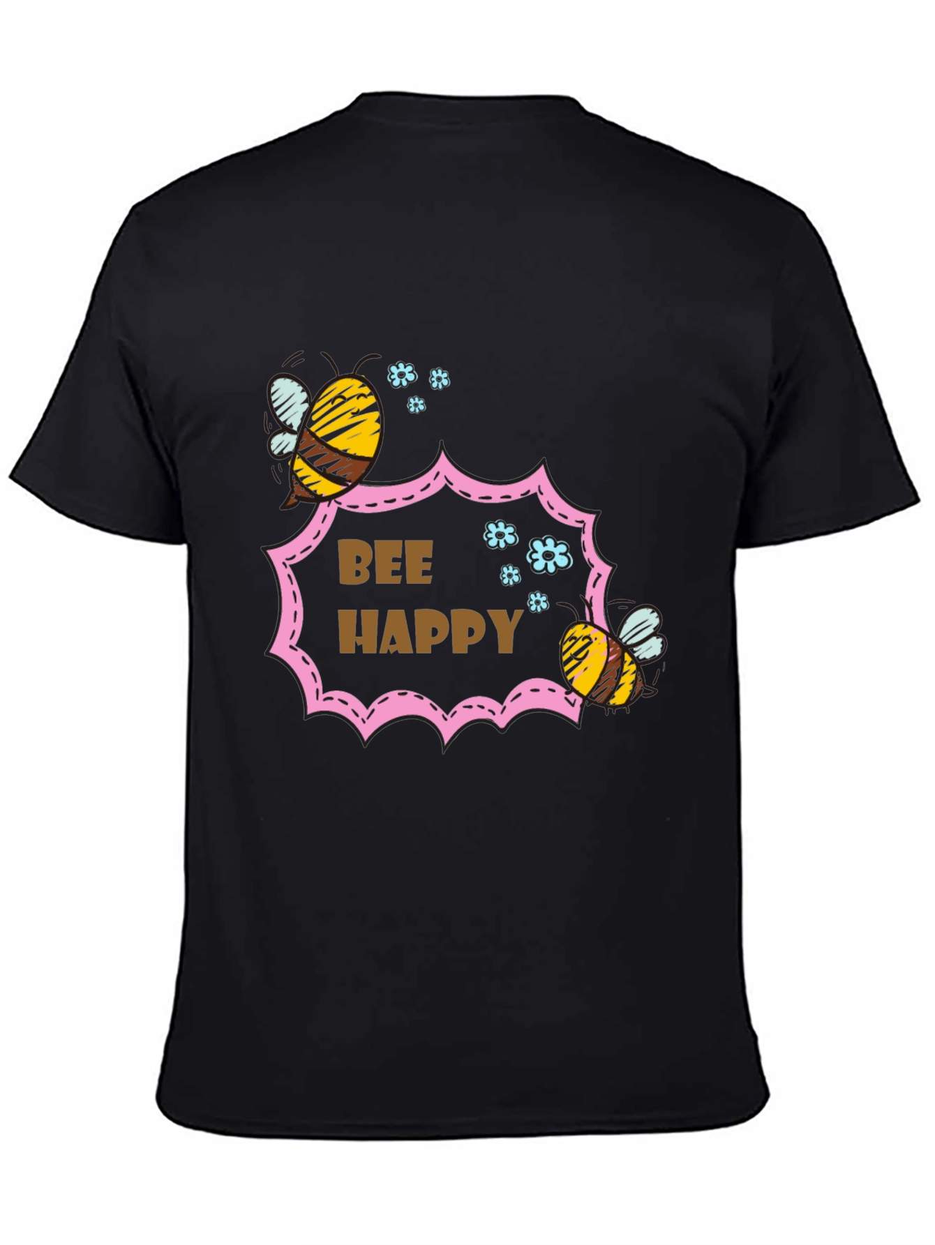 Black Bee Happy Graphic T-Shirt - Stylish Cotton Tee view 4