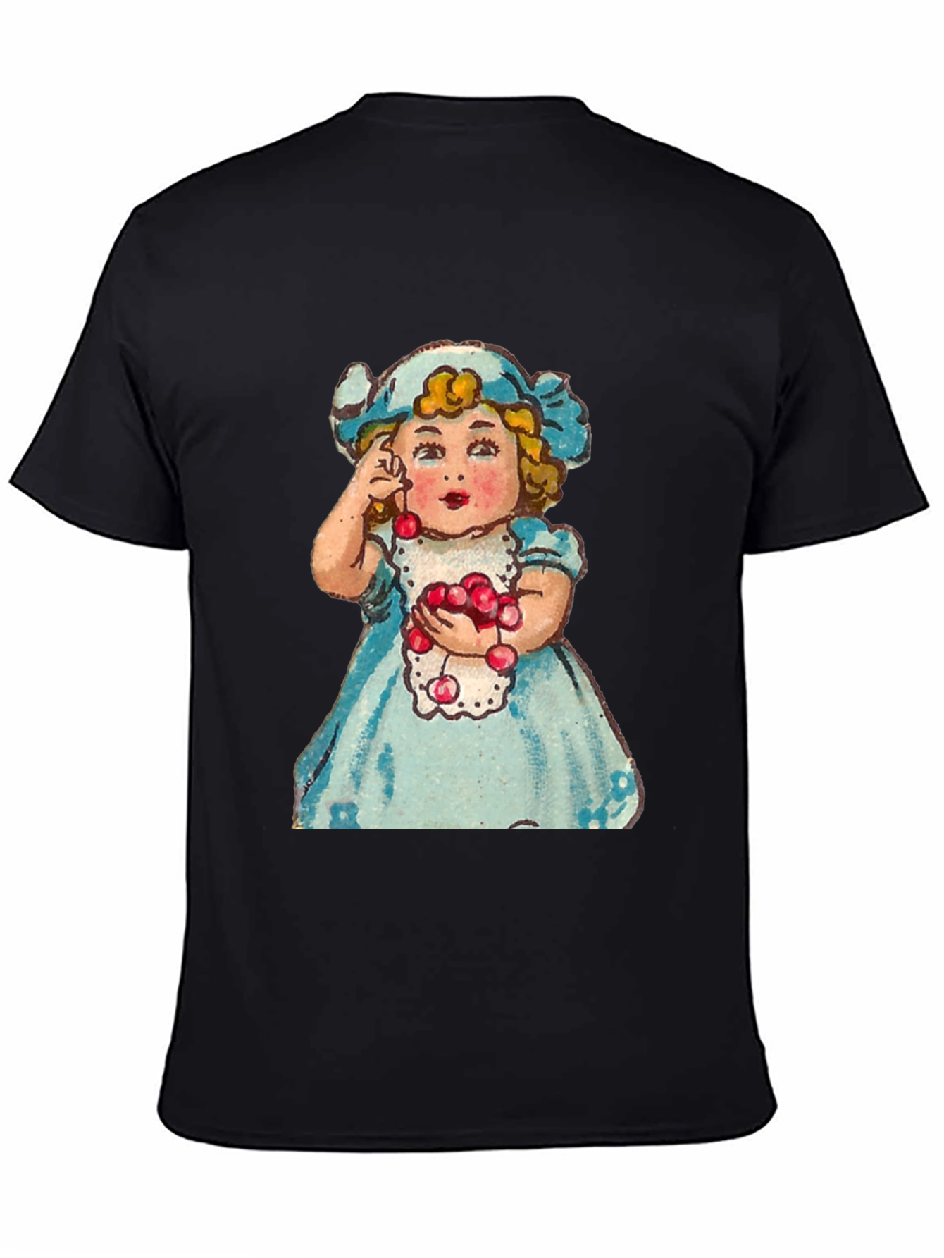 Black Cute Girl Cherry T-Shirt - Vintage Style view 4