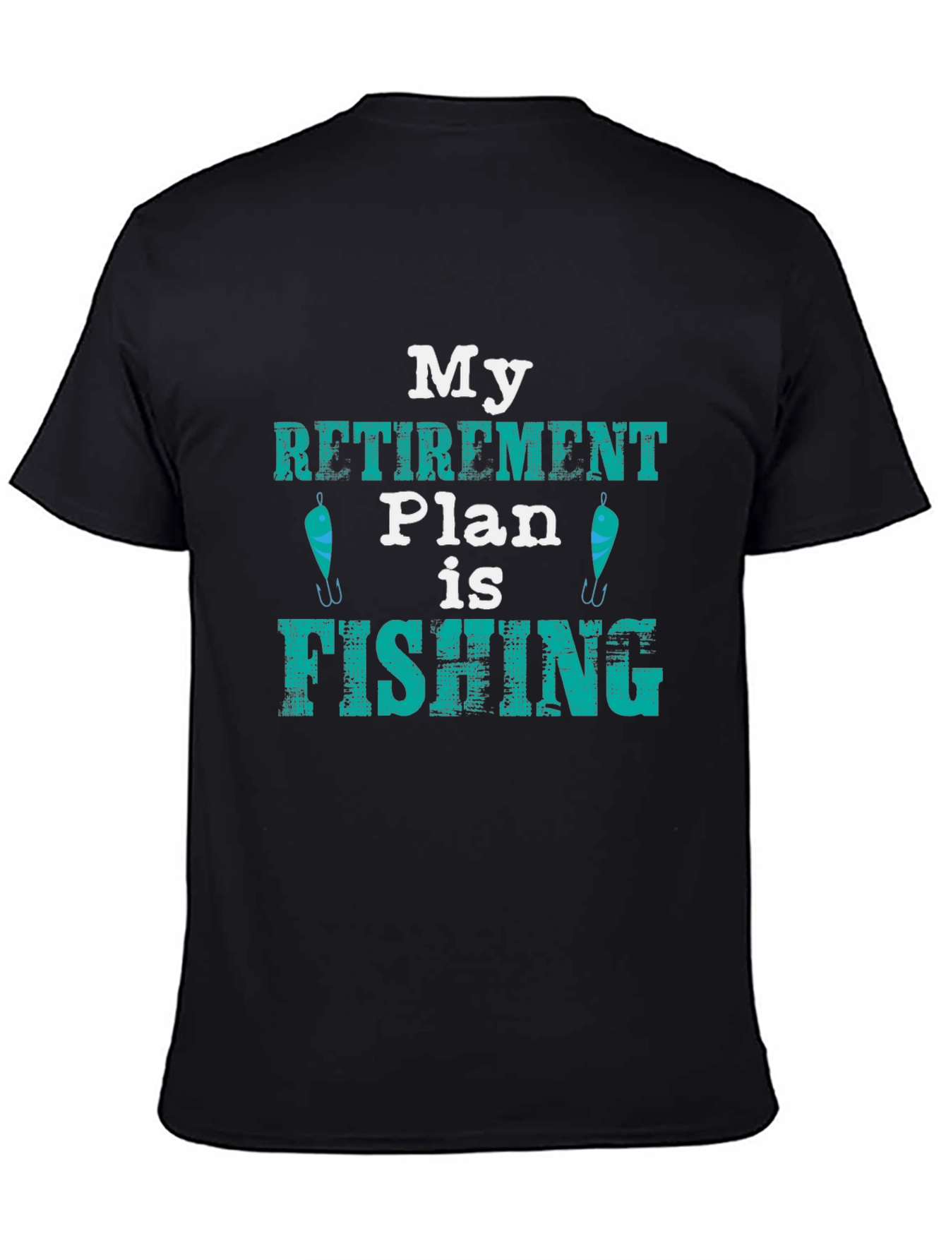 Black Fishing Retirement Plan T-Shirt view 4