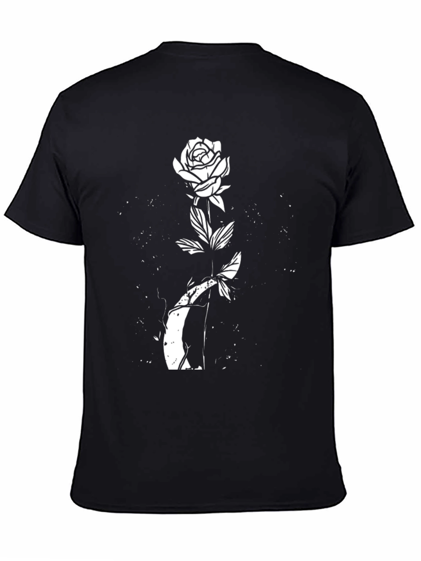 Black Black Rose Graphic T-Shirt - Unique Floral Design view 4