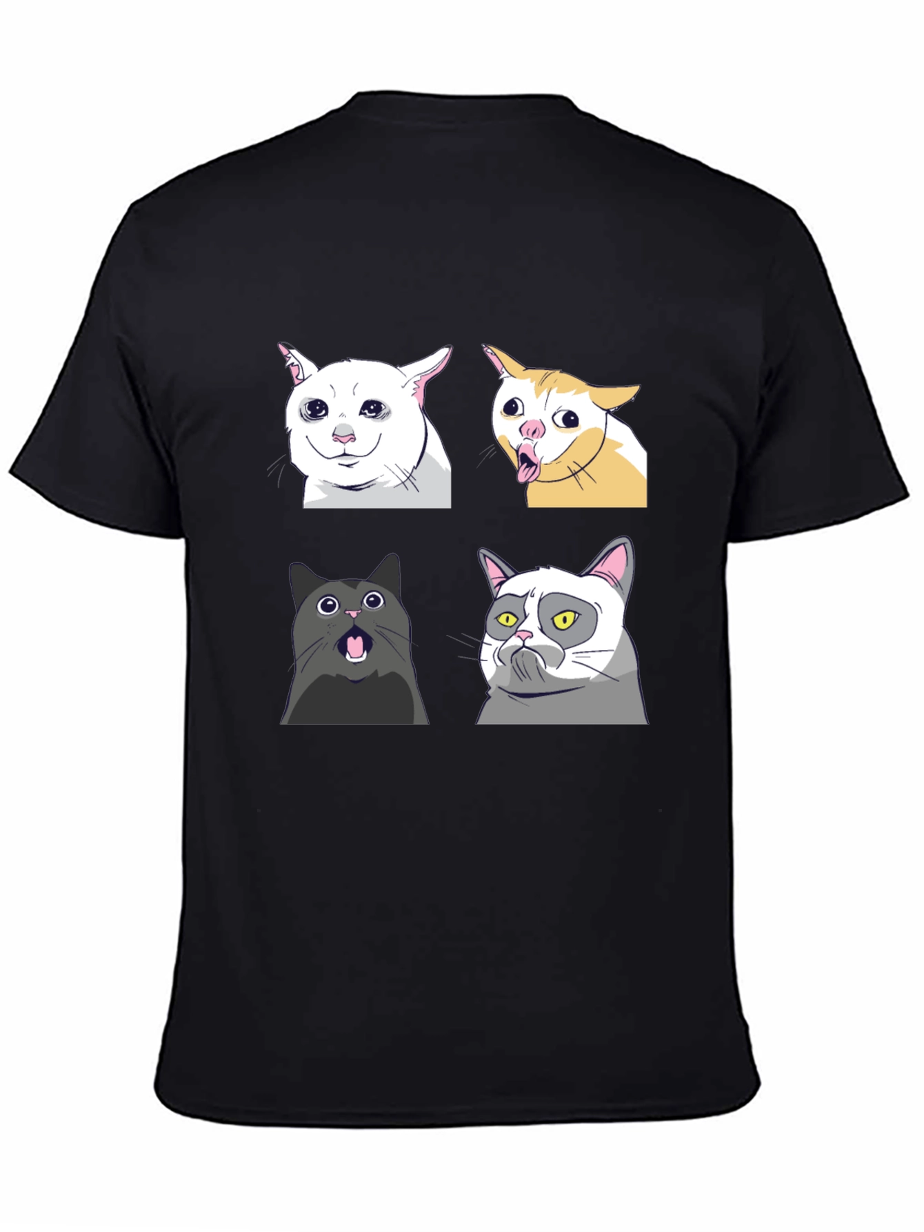 Black Meme Cats Black T-Shirt - Funny Graphic Tee view 4