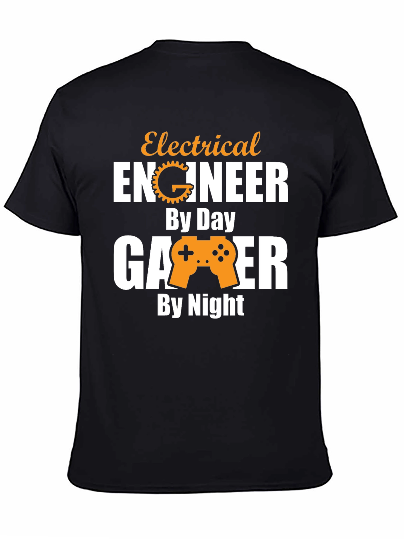 Black Electrical Engineer Gamer T-Shirt - Day & Night view 4