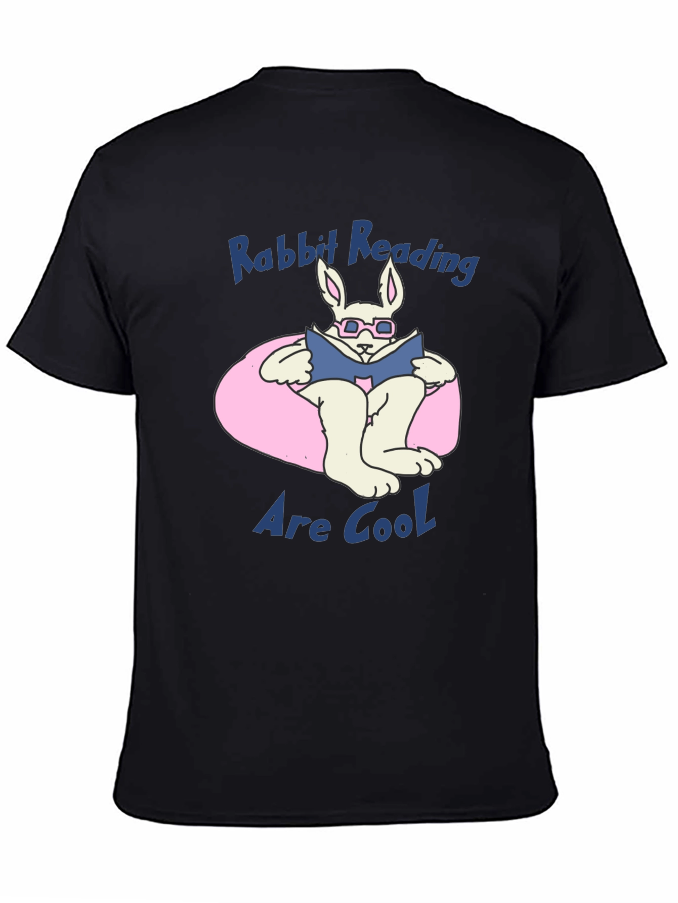 Black Rabbit Reading Book Graphic T-Shirt view 4