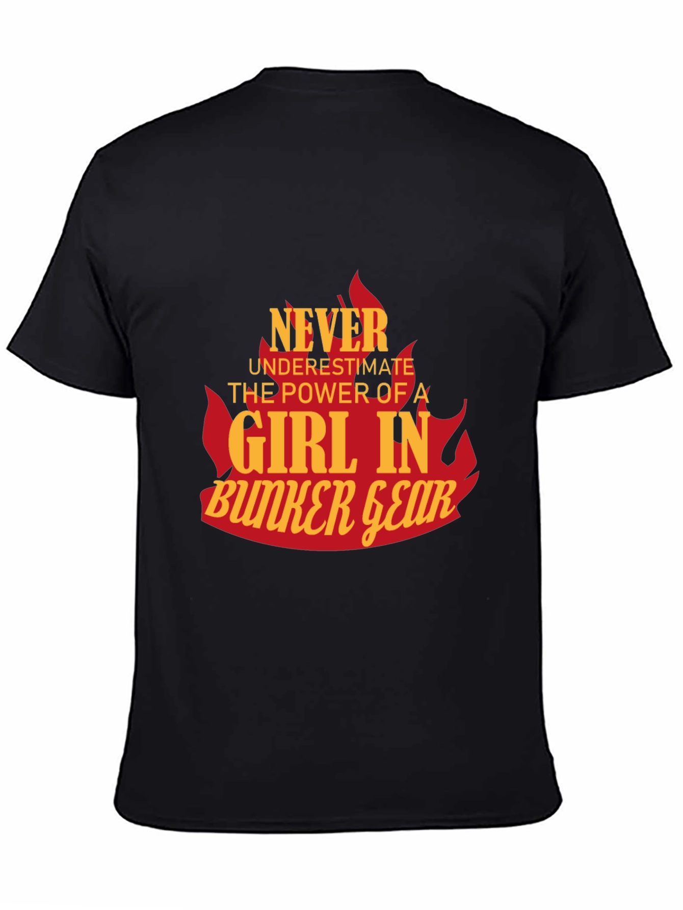 Black Girl in Bunker Gear Tee - Firefighter Pride view 4