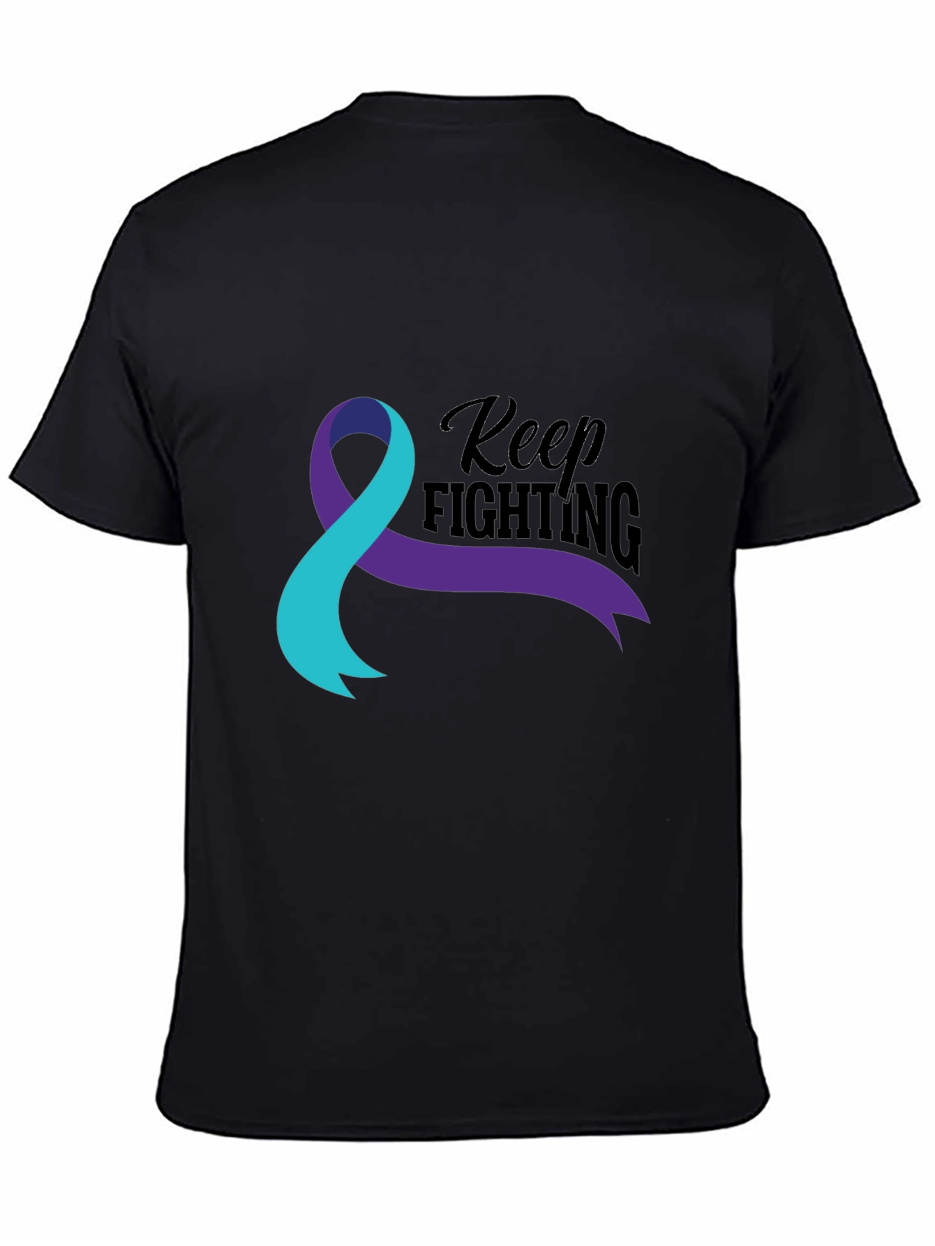 Black Keep Fighting Awareness Ribbon Graphic T-Shirt view 4