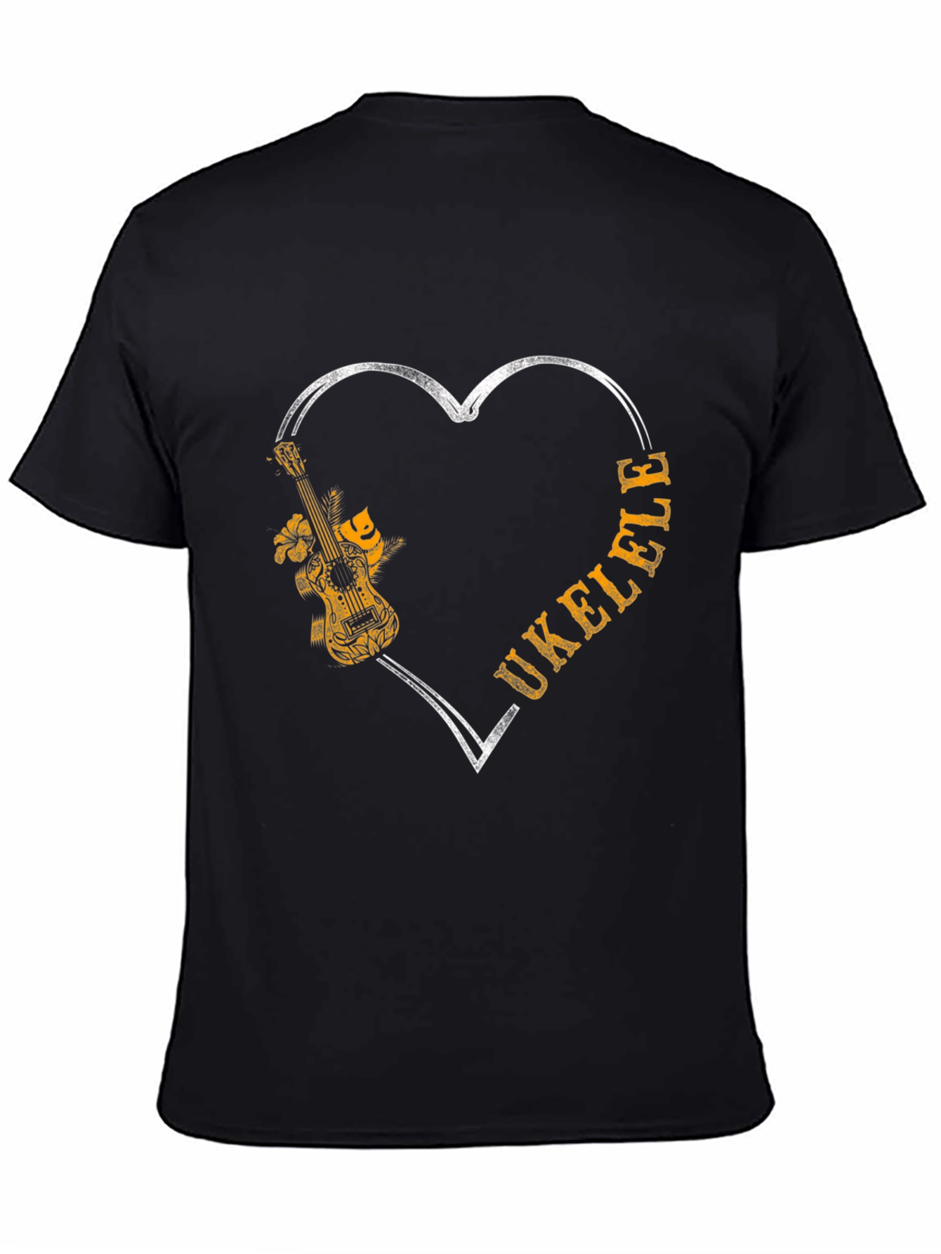 Black Ukulele Heart Graphic T-Shirt - Music Lover Tee view 4