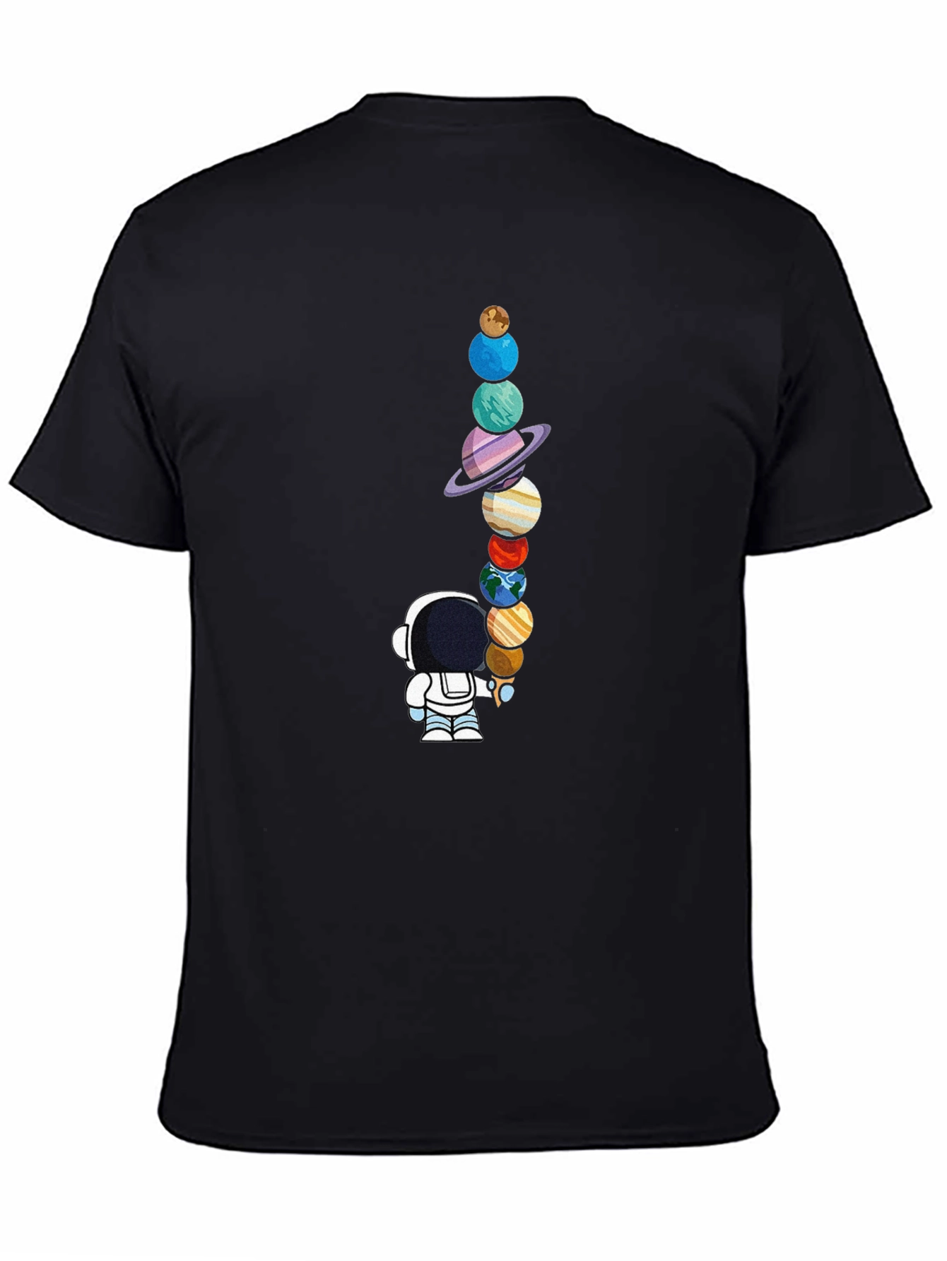Black Astronaut Planets Graphic Tee - Space Lover's Black T-Shirt view 4