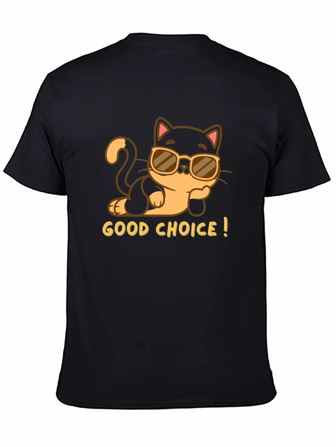 Black Cool Cat Tee: "Good Choice!" Black T-Shirt view 4