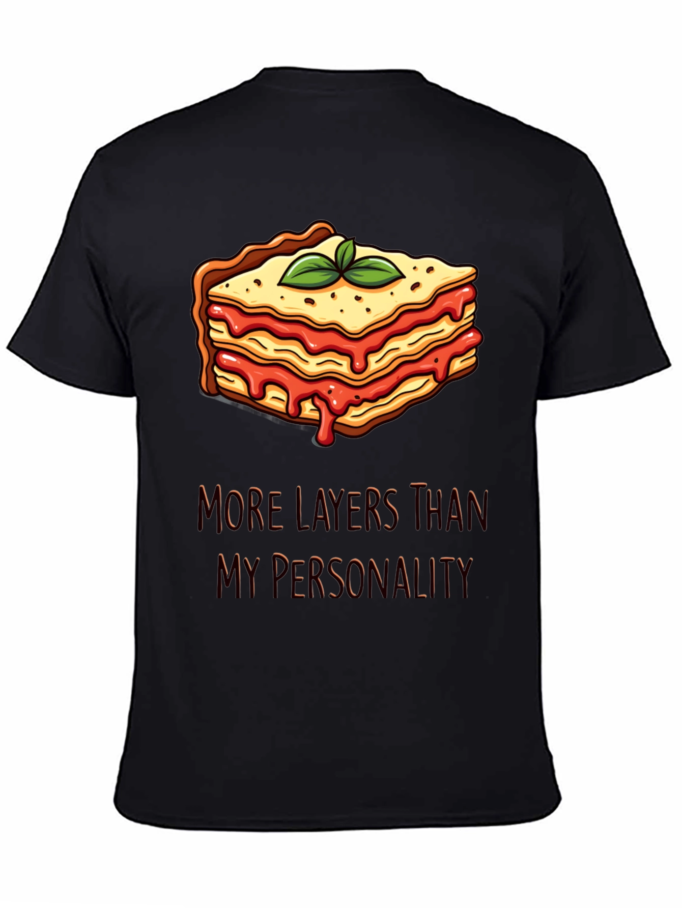 Black Lasagna Layers T-Shirt Funny Foodie Tee view 4