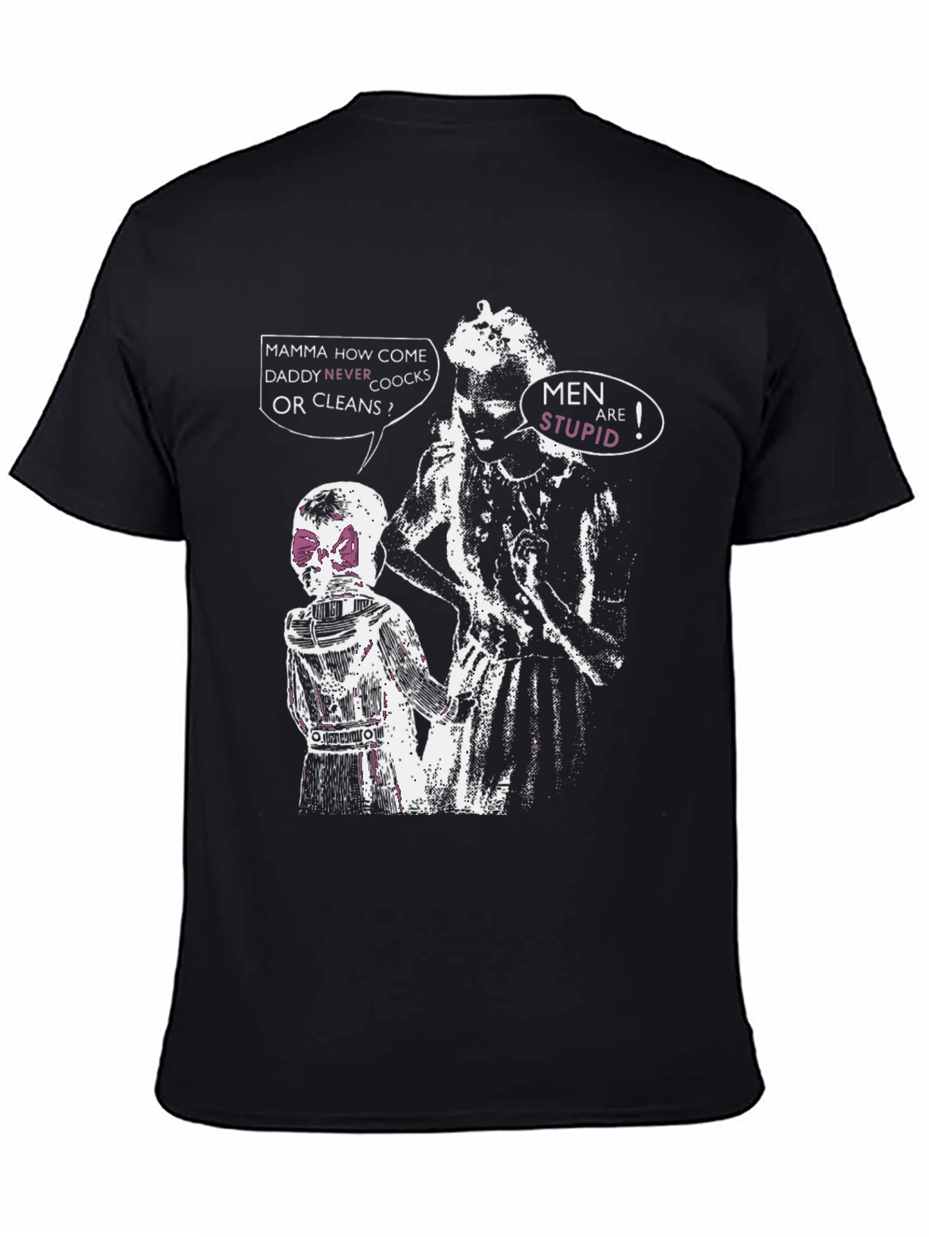 Black Edgy "Men Are Stupid" Graphic Tee view 4