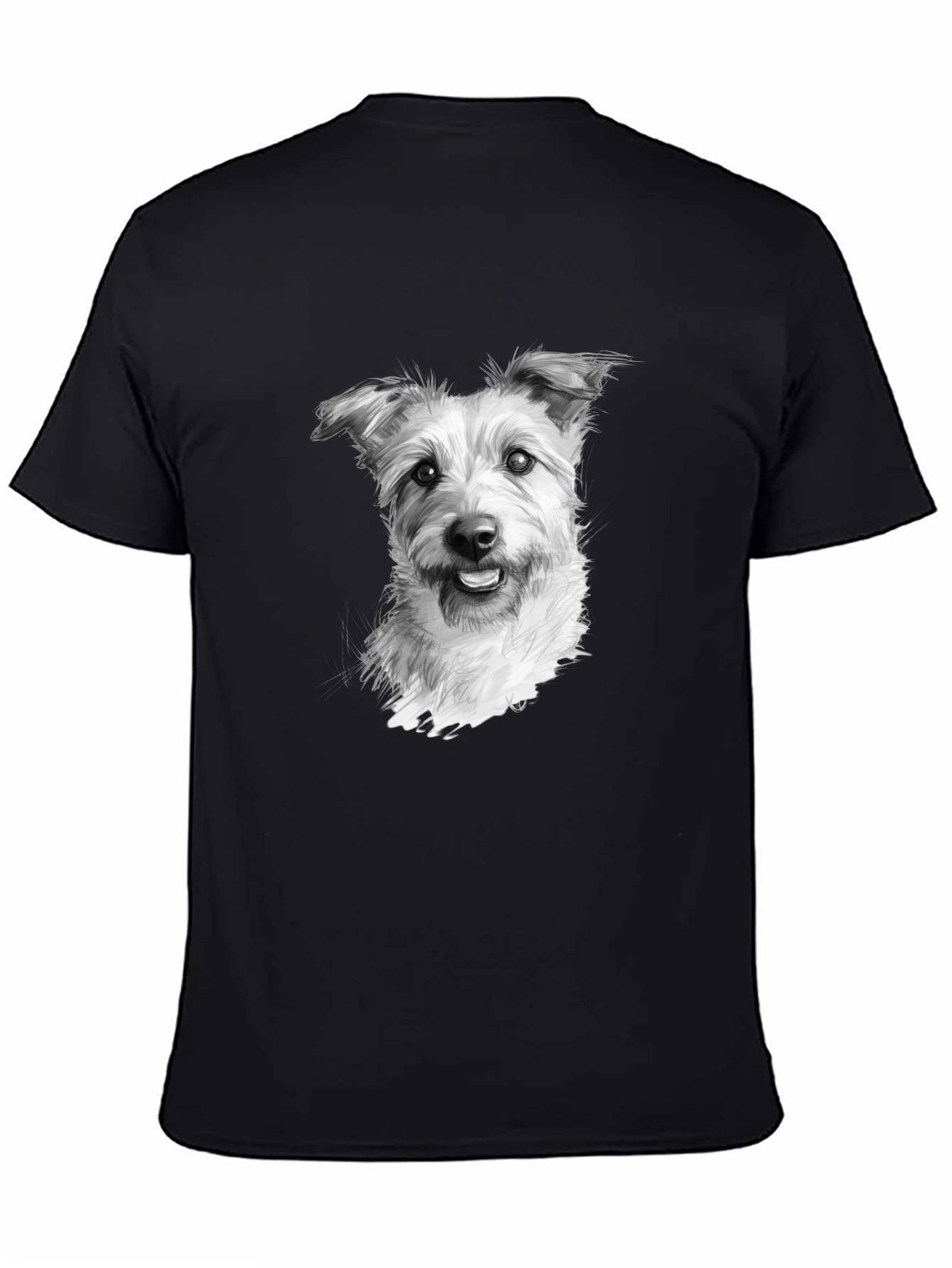 Black Dog Portrait Graphic Black T-Shirt view 4