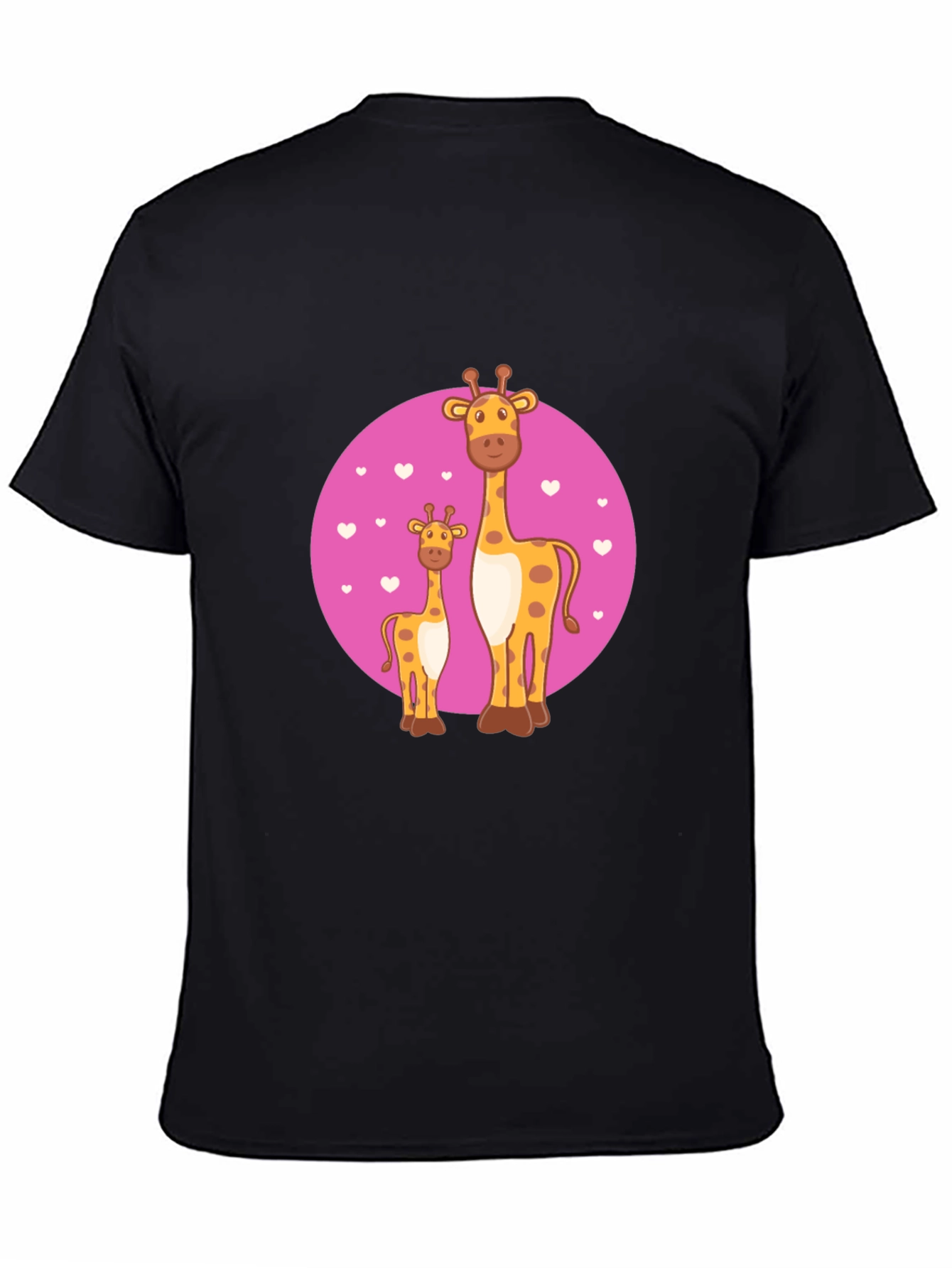 Black Giraffe Family Graphic Tee - Black Cotton Comfort view 4