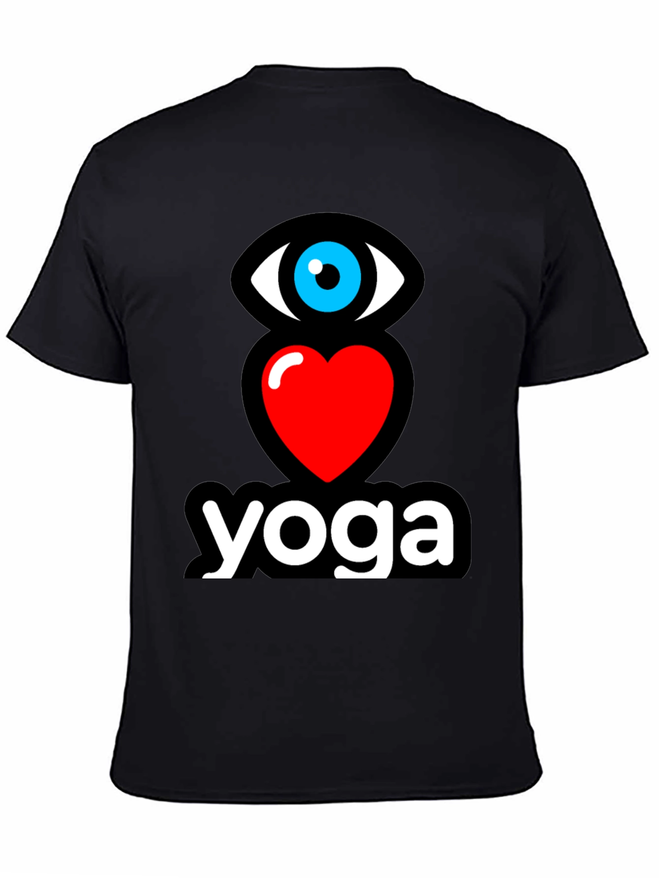 Black Eye Heart Yoga Black Graphic T-Shirt view 4