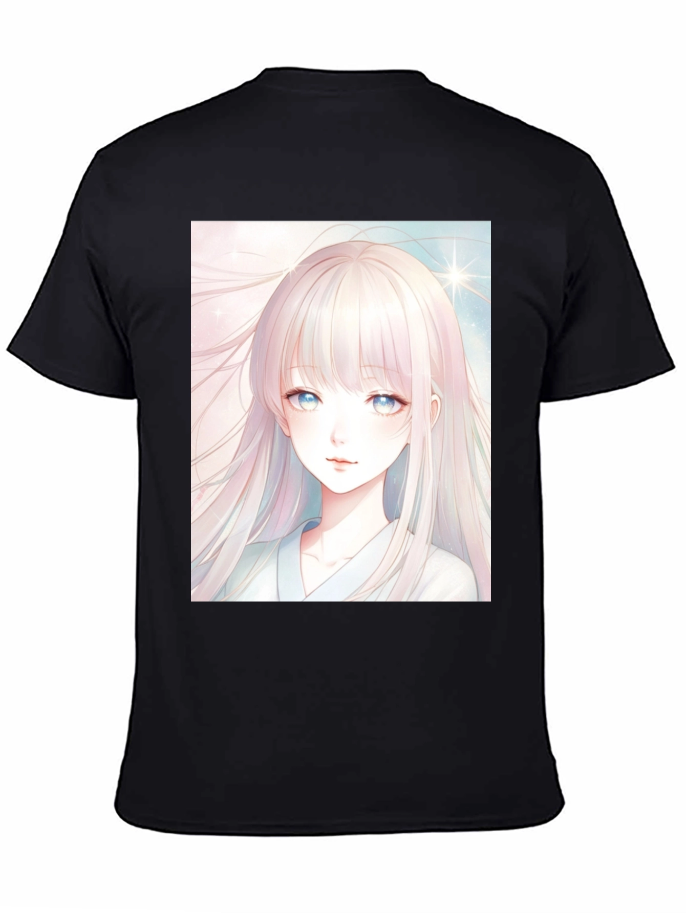 Black Anime Girl Graphic Black T-Shirt view 4