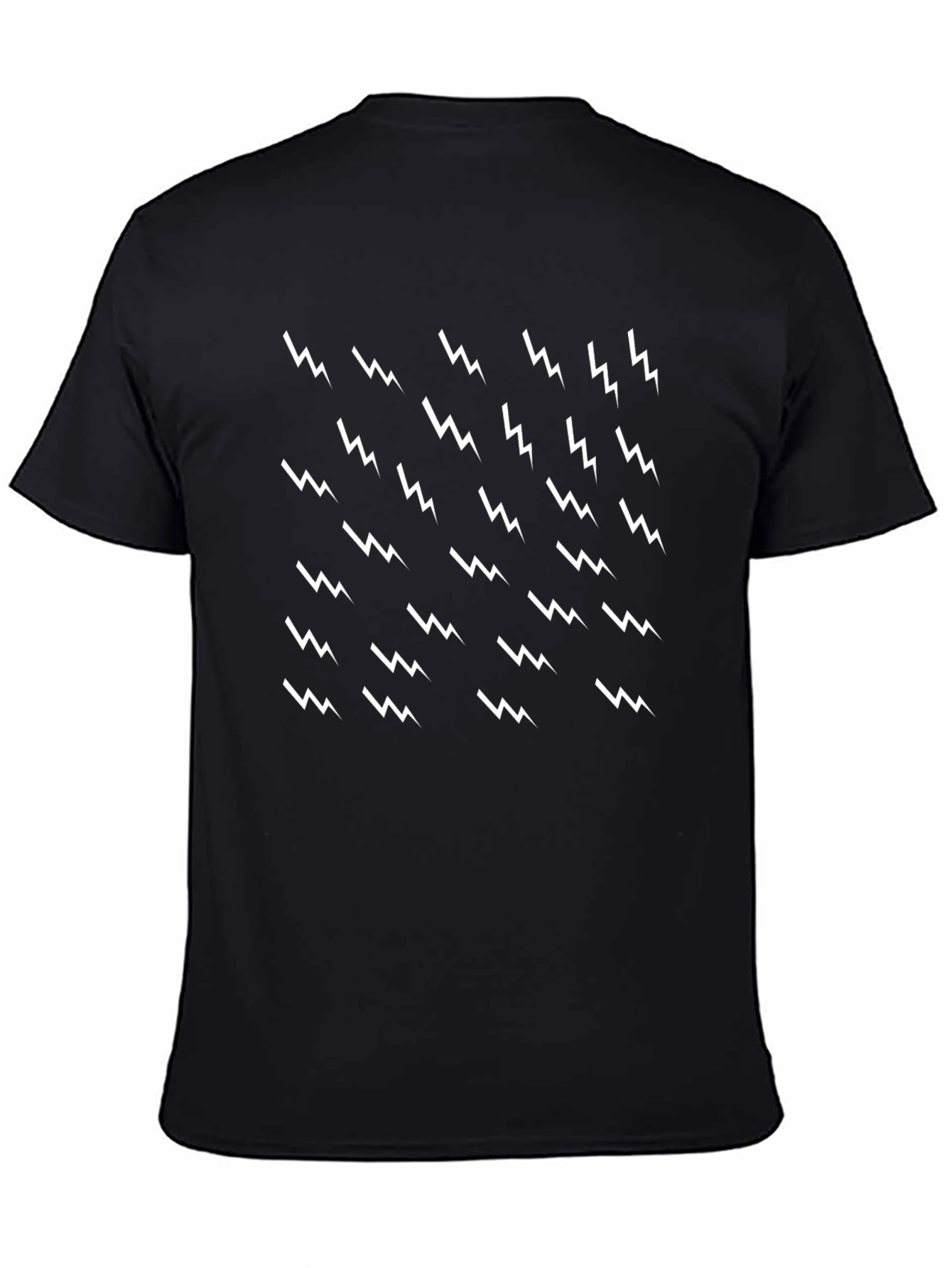 Black Lightning Bolt Pattern Black T-Shirt view 4