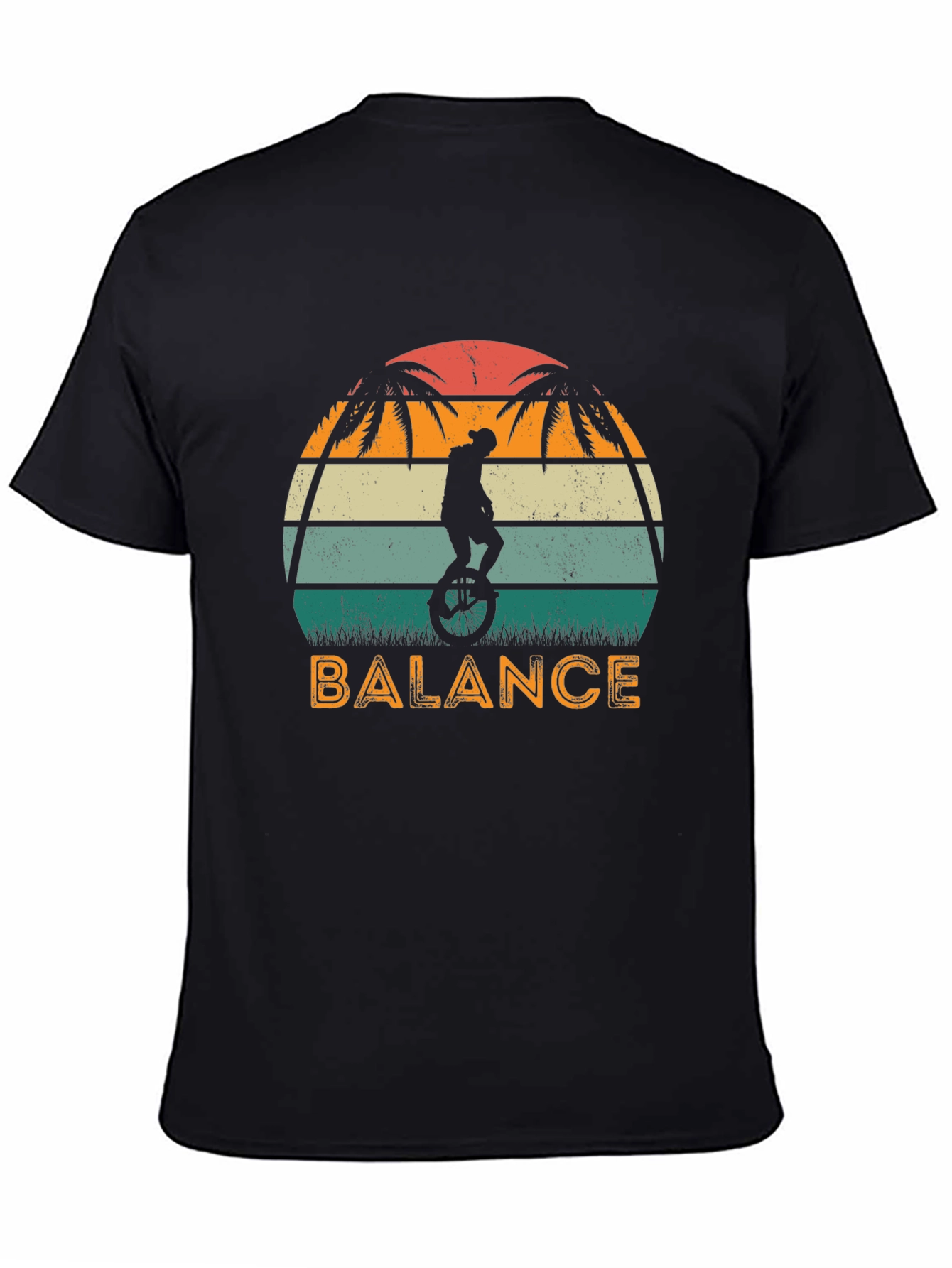Black Retro Balance Unicycle Graphic T-Shirt view 4