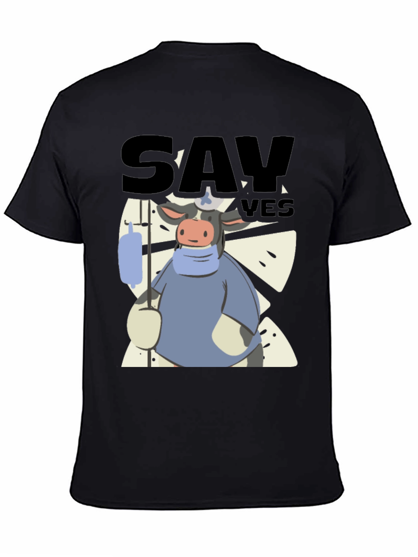 Black Say Yes Cow T-Shirt view 4