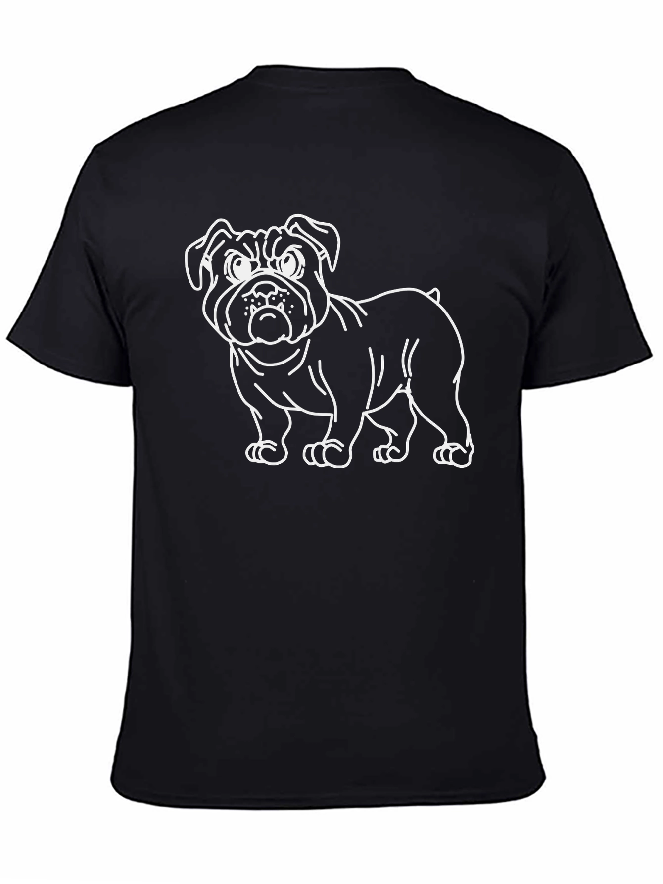 Black Bulldog Outline Graphic Tee - Black Cotton Blend Shirt view 4