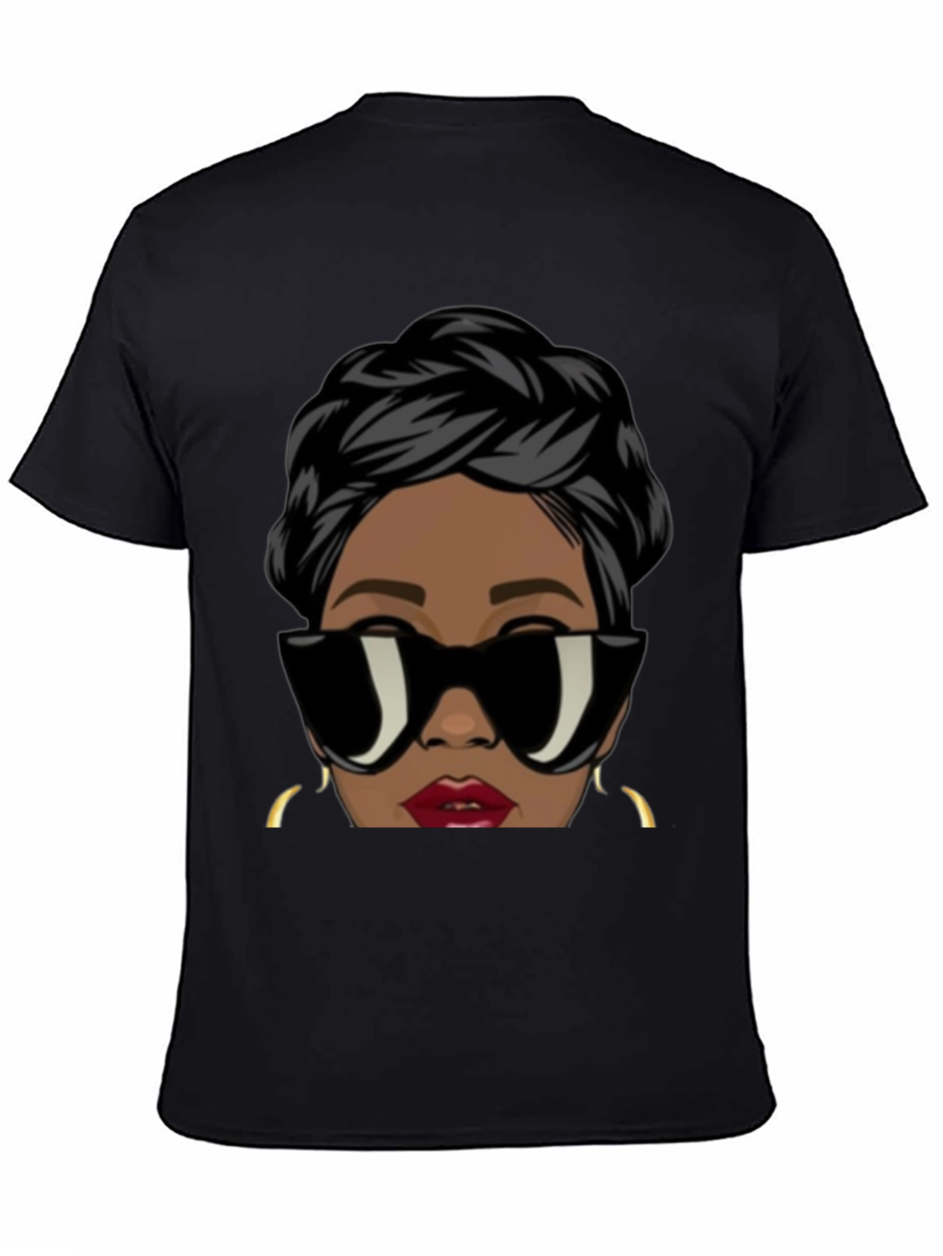 Black Stylish Woman Graphic Tee - Black view 4