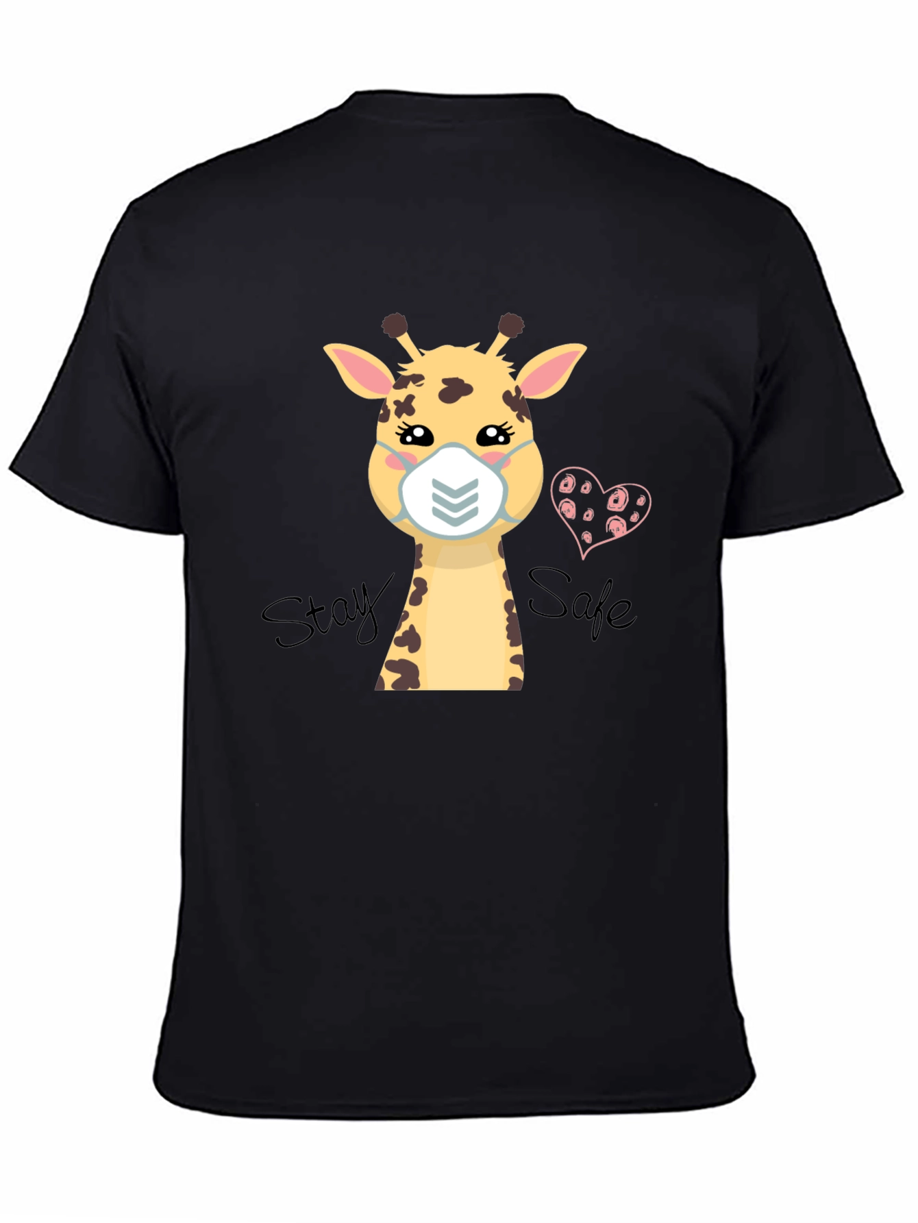 Black Stay Safe Giraffe T-Shirt view 4