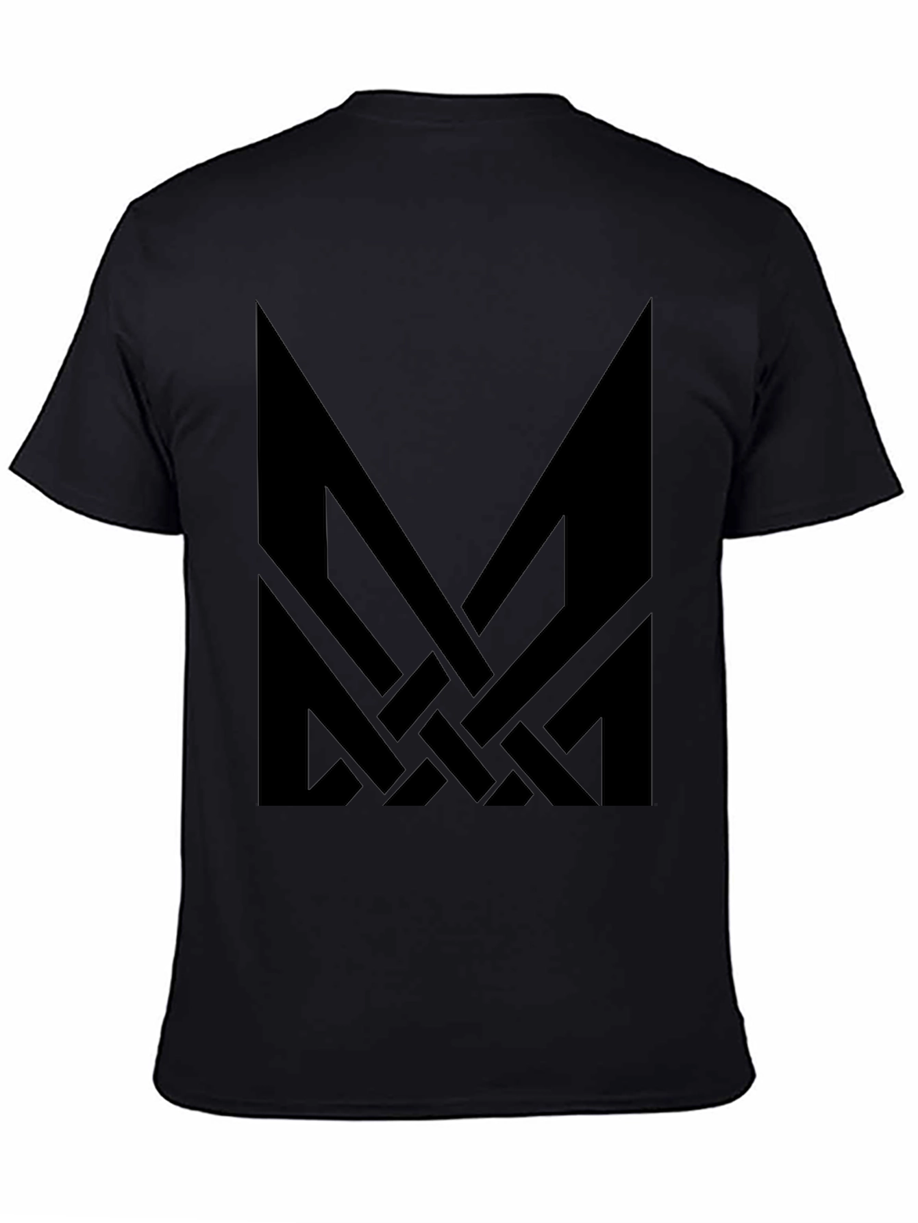 Black Black T-Shirt with Abstract Geometric Design view 4