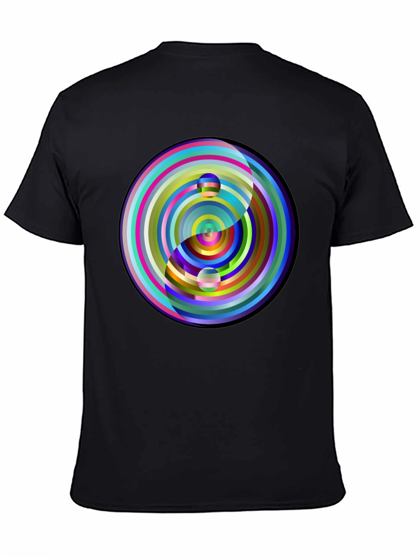 Black Yin Yang Circle Graphic Tee - Colorful, Modern Style view 4
