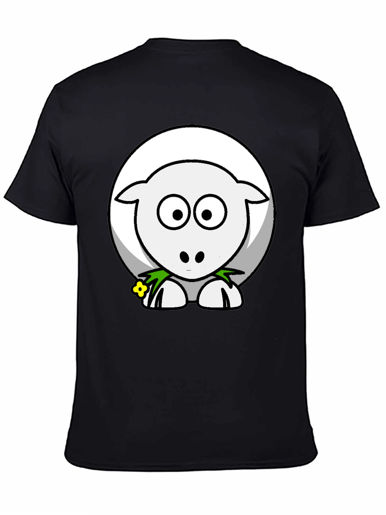 Black Cute Sheep Graphic Tee - Black Cotton Blend Shirt view 4