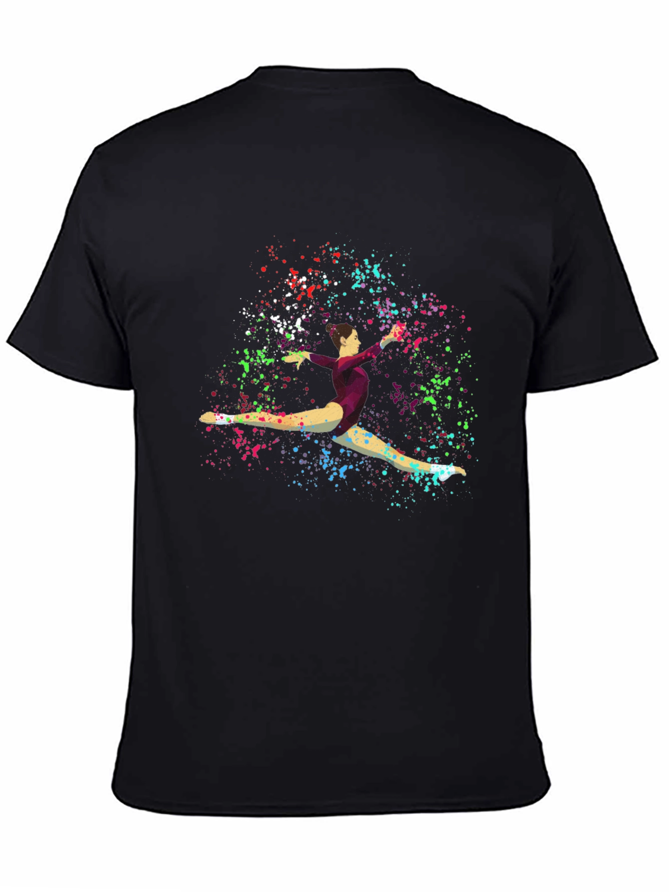 Black Gymnast Splatter Print Black T-Shirt view 4