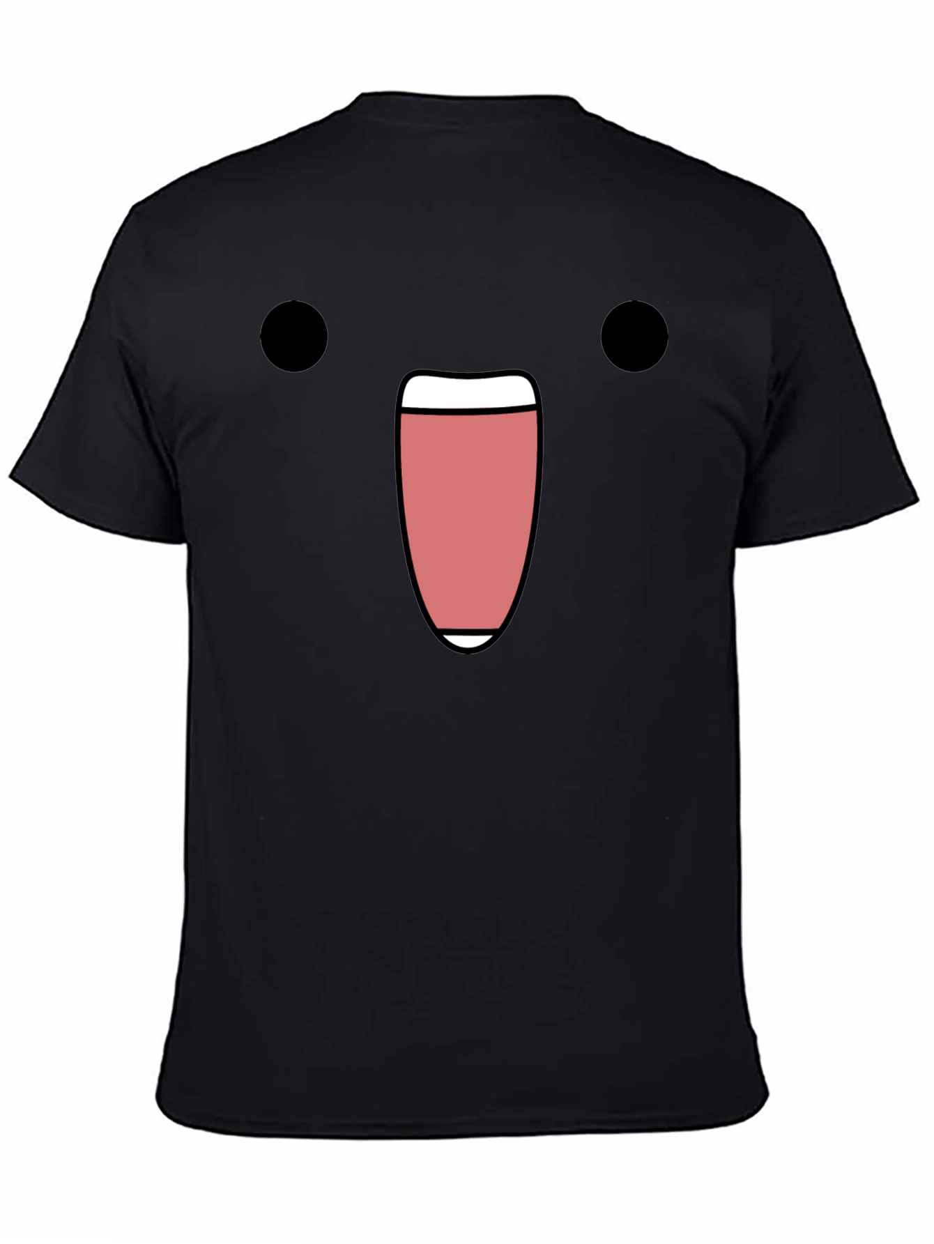 Black Funny Black T-Shirt with Cartoon Face Design view 4