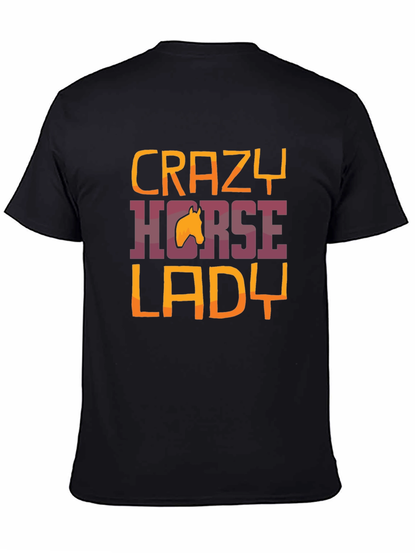 Black Crazy Horse Lady Graphic Tee - Unisex Black T-Shirt view 4
