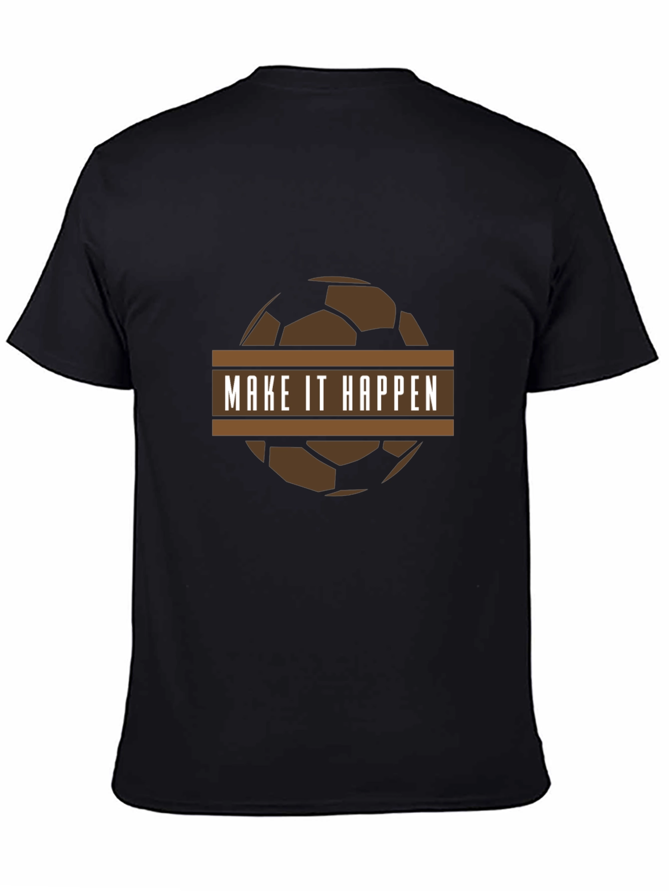 Black Make It Happen Soccer Ball Graphic T-Shirt view 4