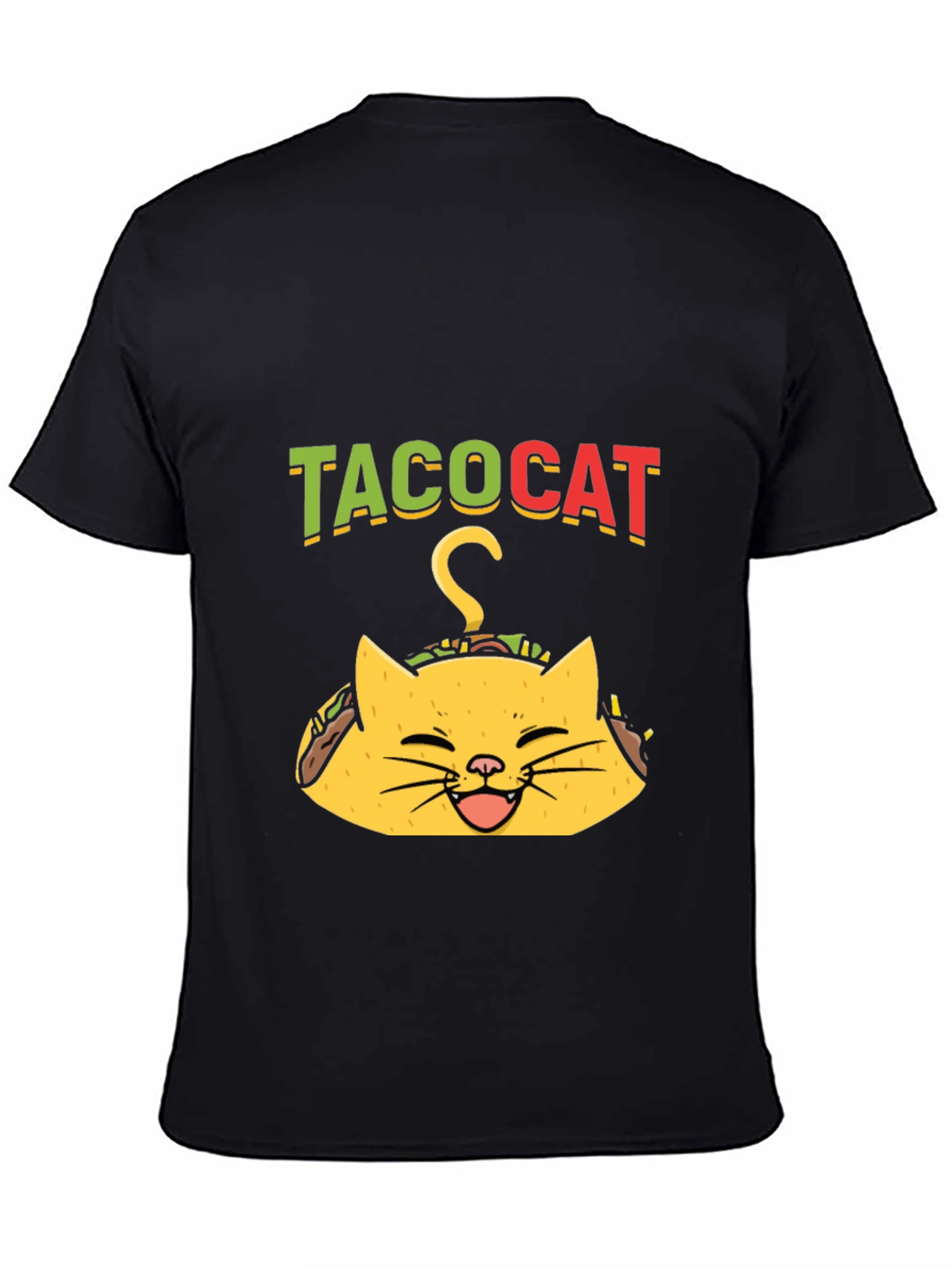 Black Taco Cat Graphic Tee - Funny Black T-Shirt view 4