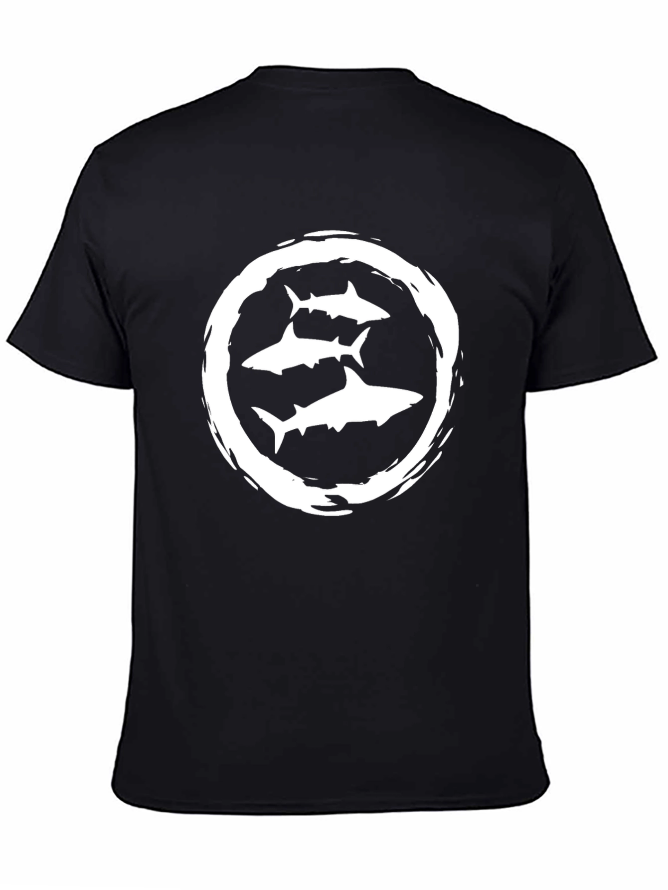 Black Men's Black Shark Graphic T-Shirt view 4