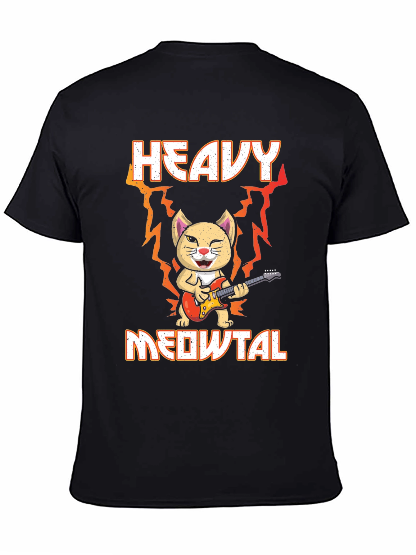 Black Heavy Meowtal Cat T-Shirt view 4