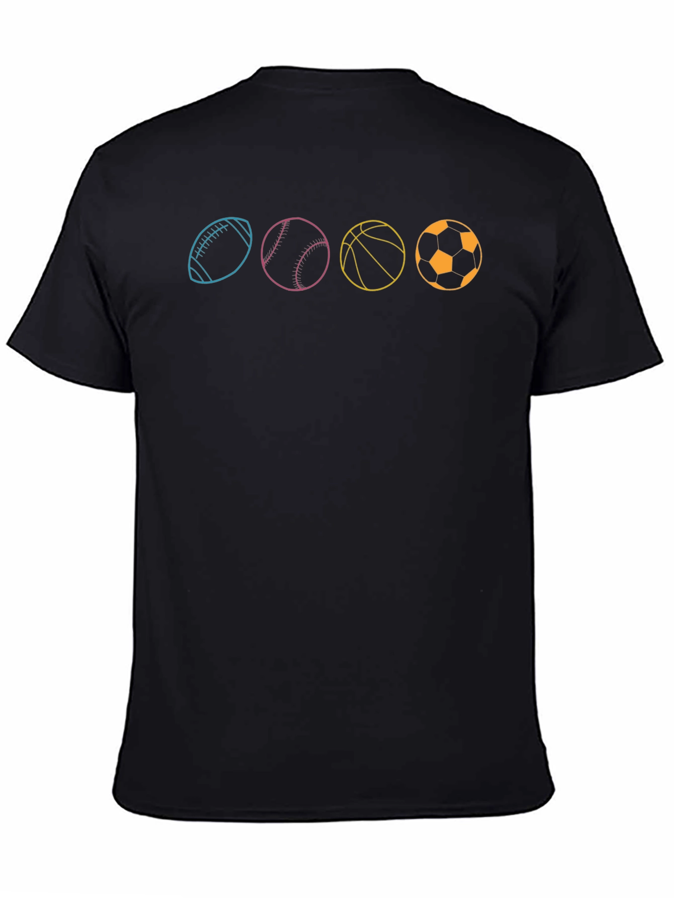 Black Sports Balls Graphic Tee - Black Cotton T-Shirt view 4