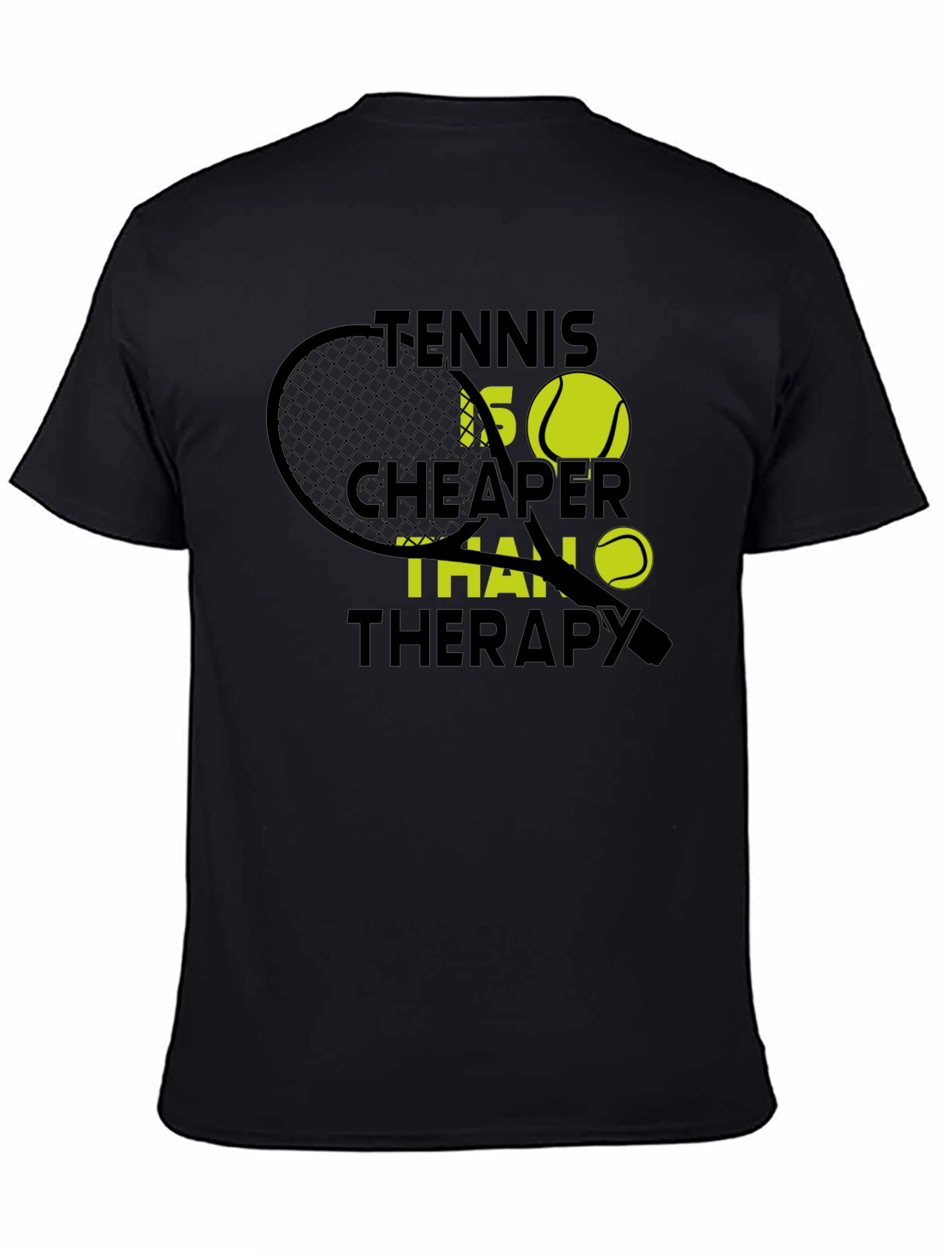 Black Tennis Cheaper Than Therapy Graphic T-Shirt view 4