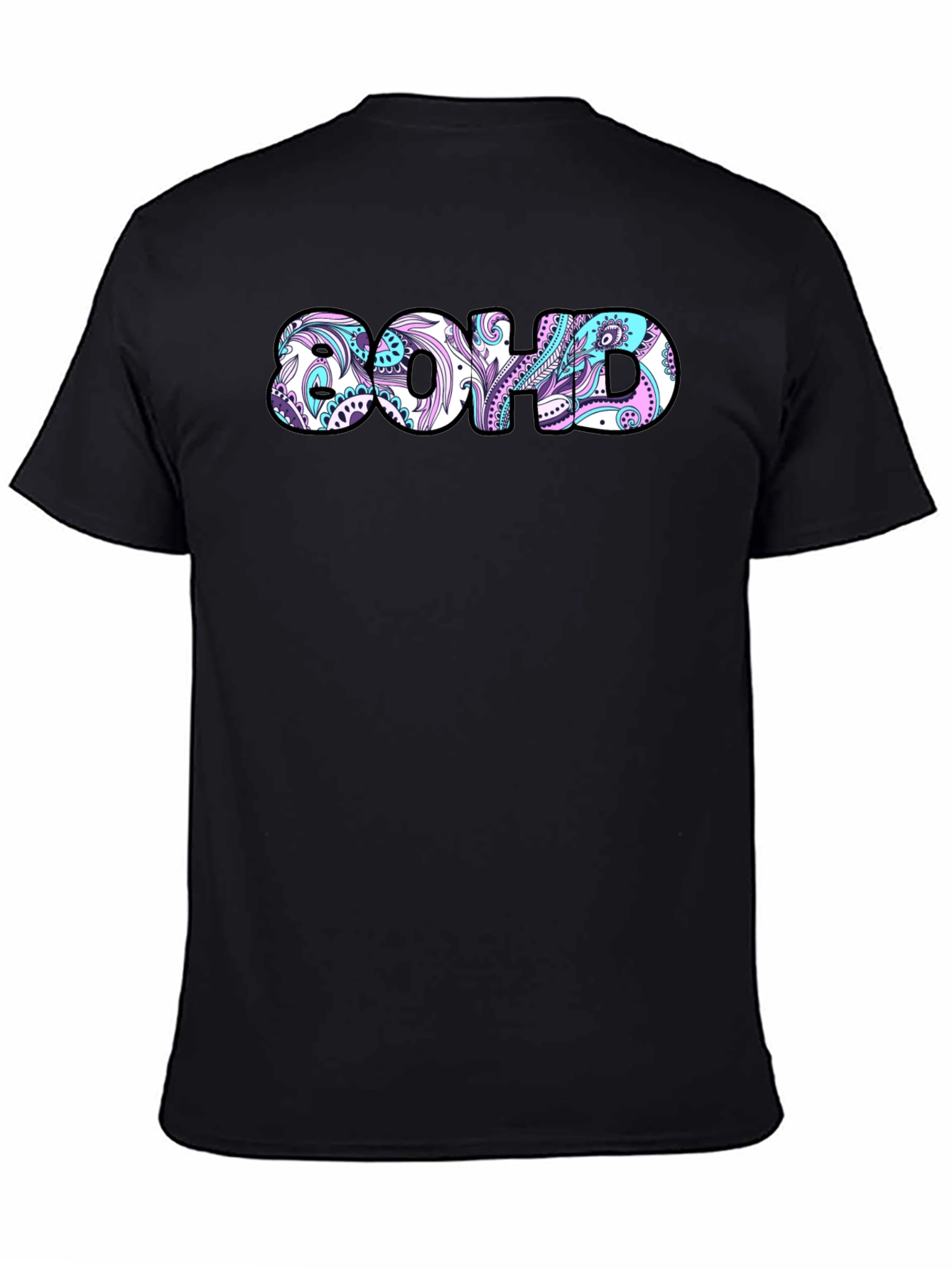 Black Patterned Boho T-Shirt view 4