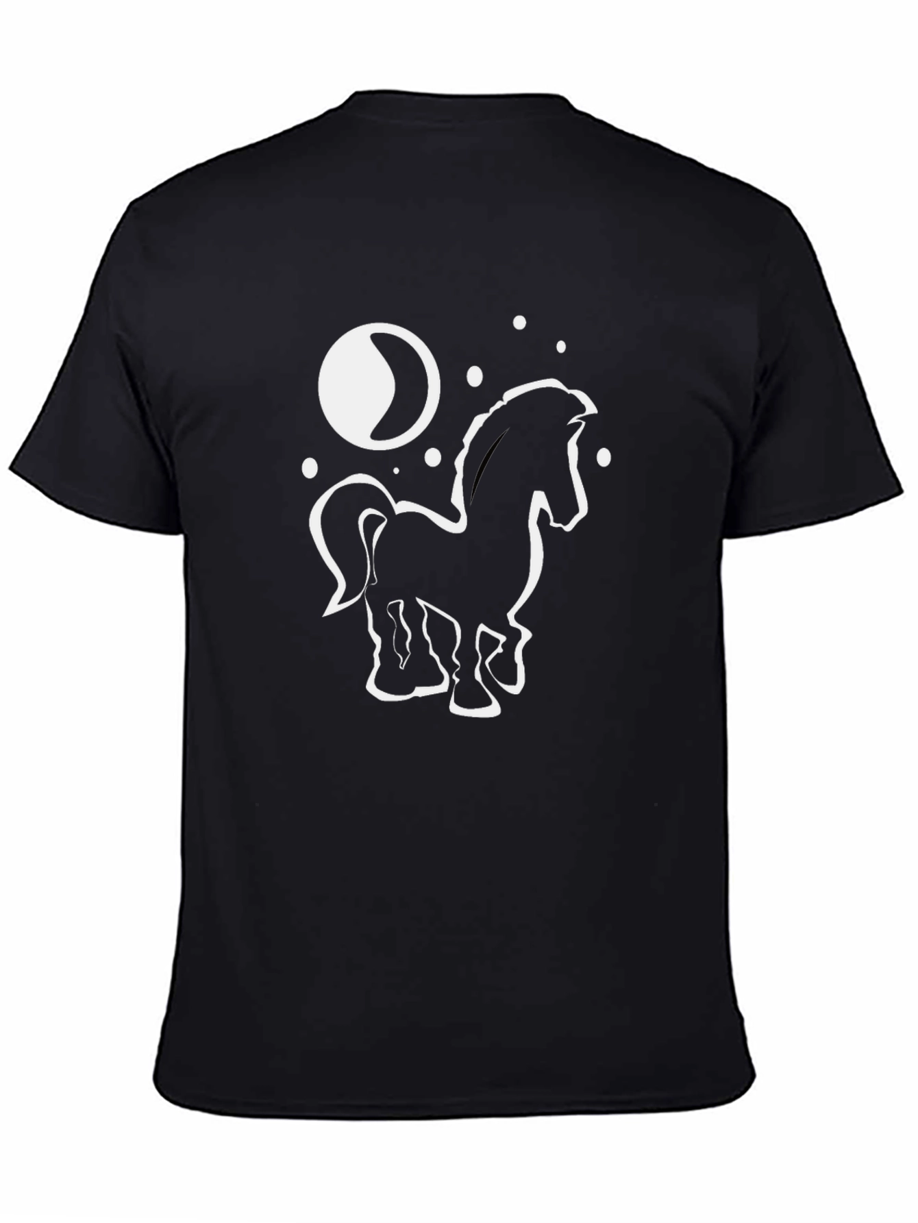 Black Horse & Moon Graphic Tee - Black Cotton T-Shirt view 4