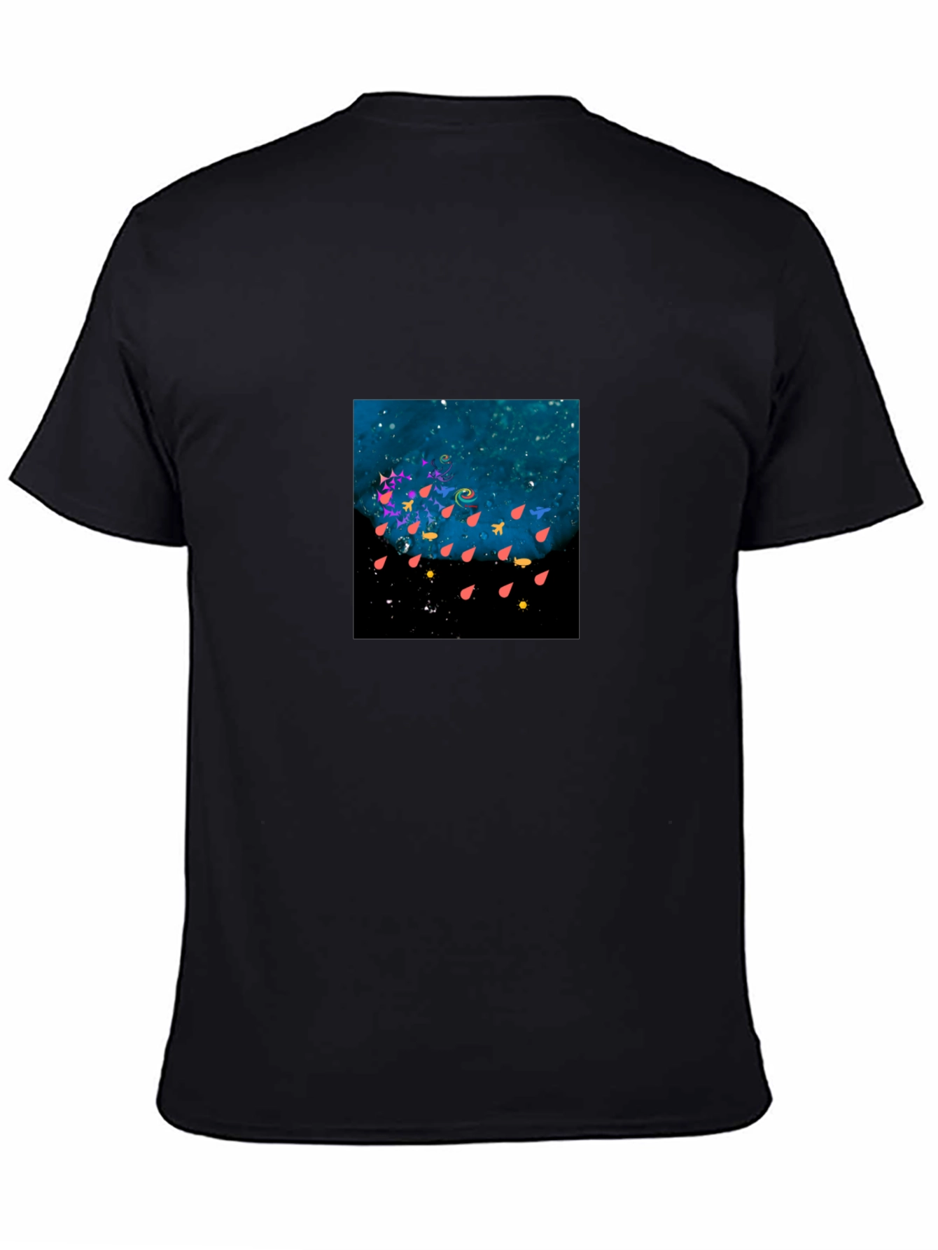 Black Unique Graphic Print Black T-Shirt view 4