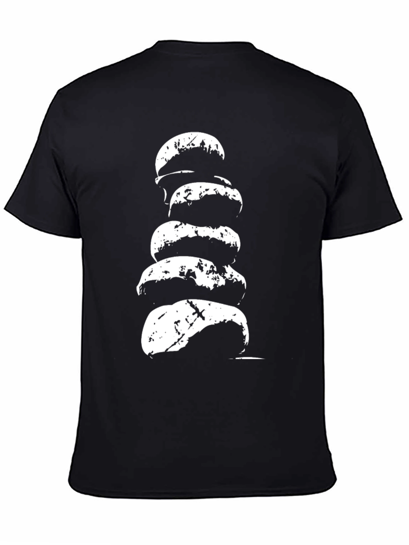 Black Stacked Rock Graphic Tee - Men's Black Cotton T-Shirt view 4