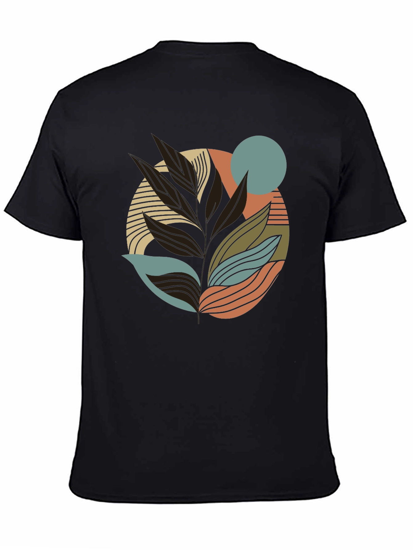 Black Abstract Leaf Graphic Print Tee view 4