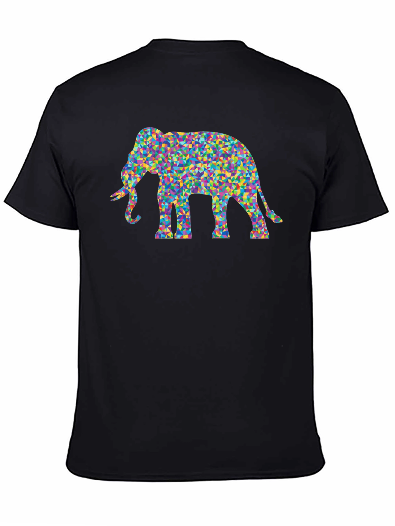 Black Mosaic Elephant Tee - Funky Graphic T-Shirt view 4