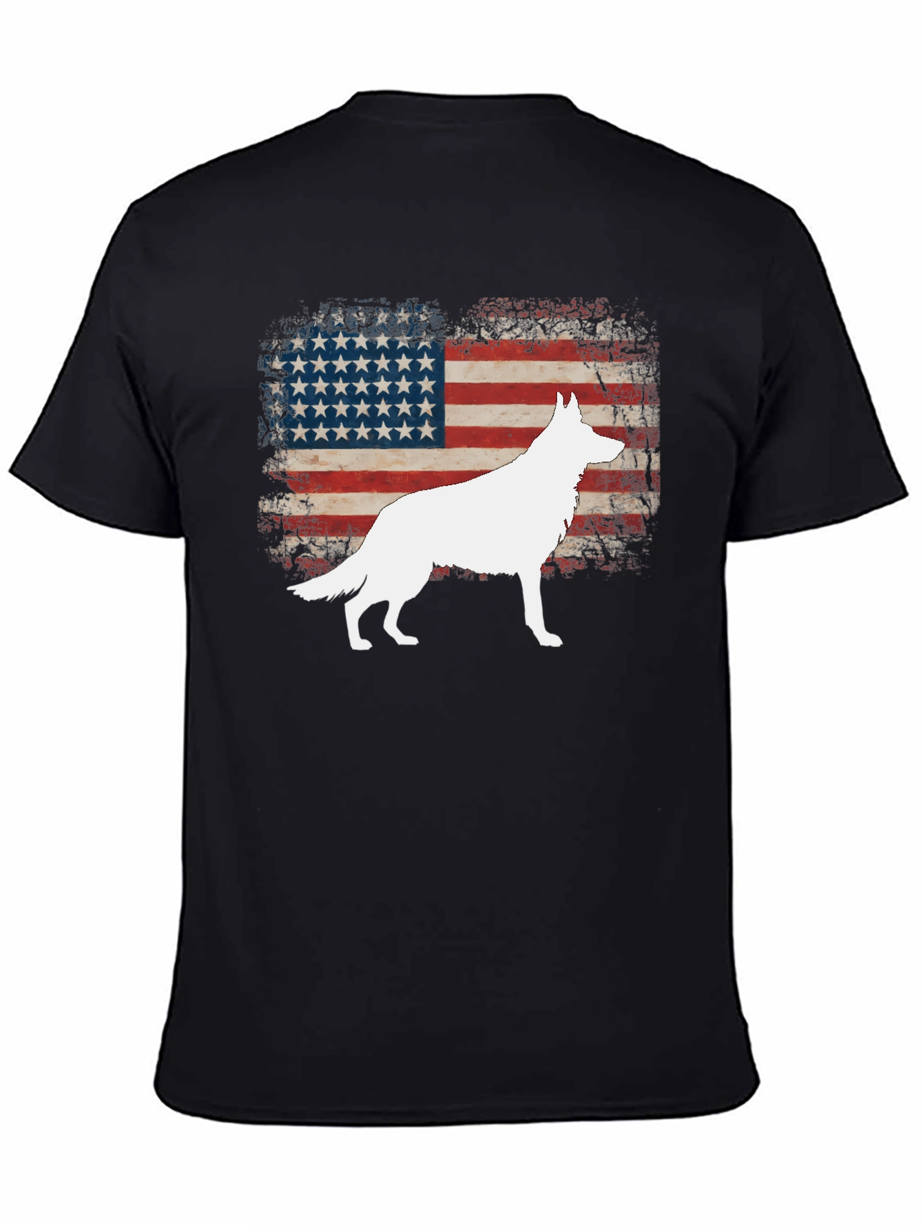 Black Patriotic Dog American Flag T-Shirt view 4
